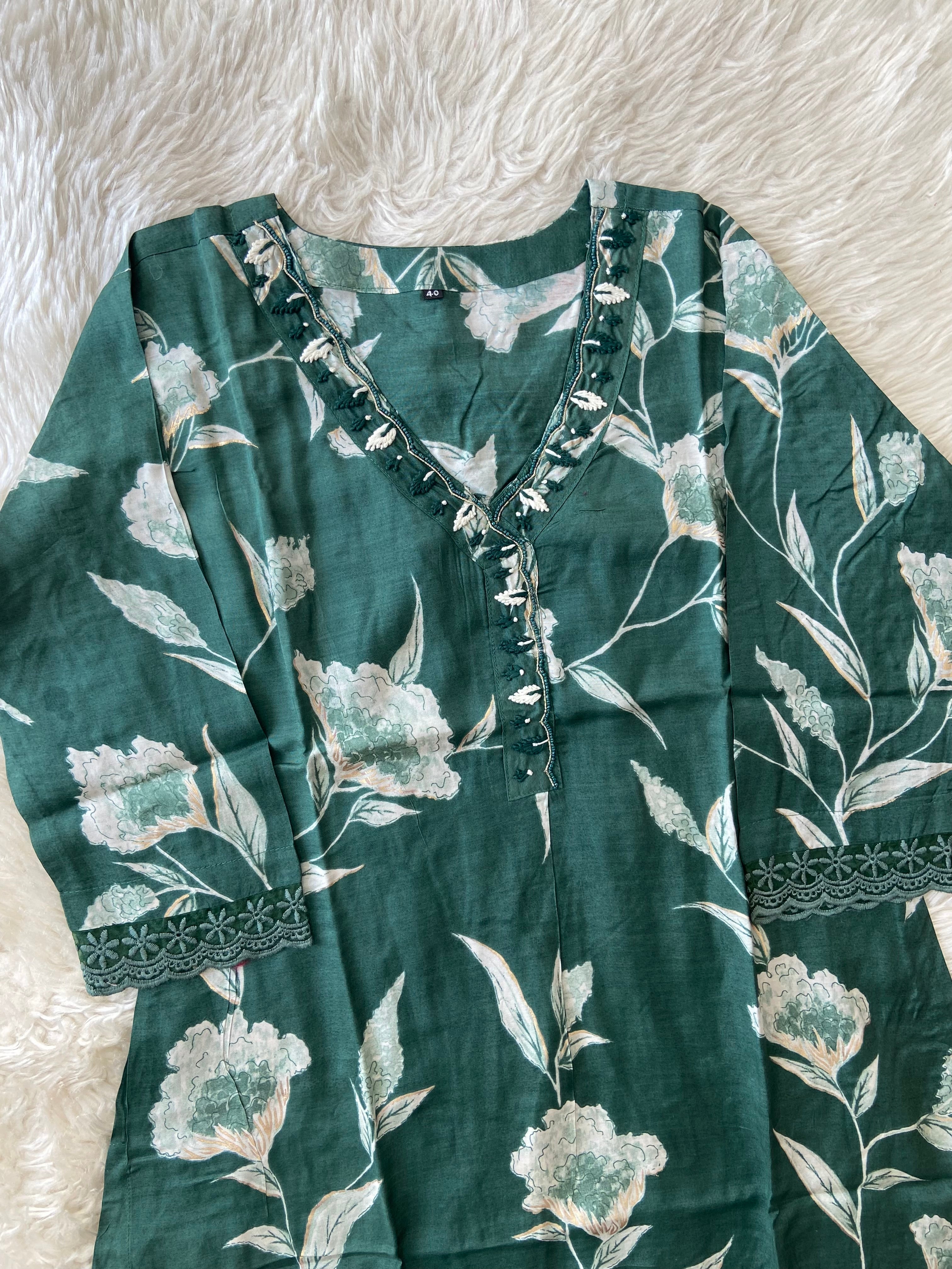 Mul Silk Kurti Pant Set