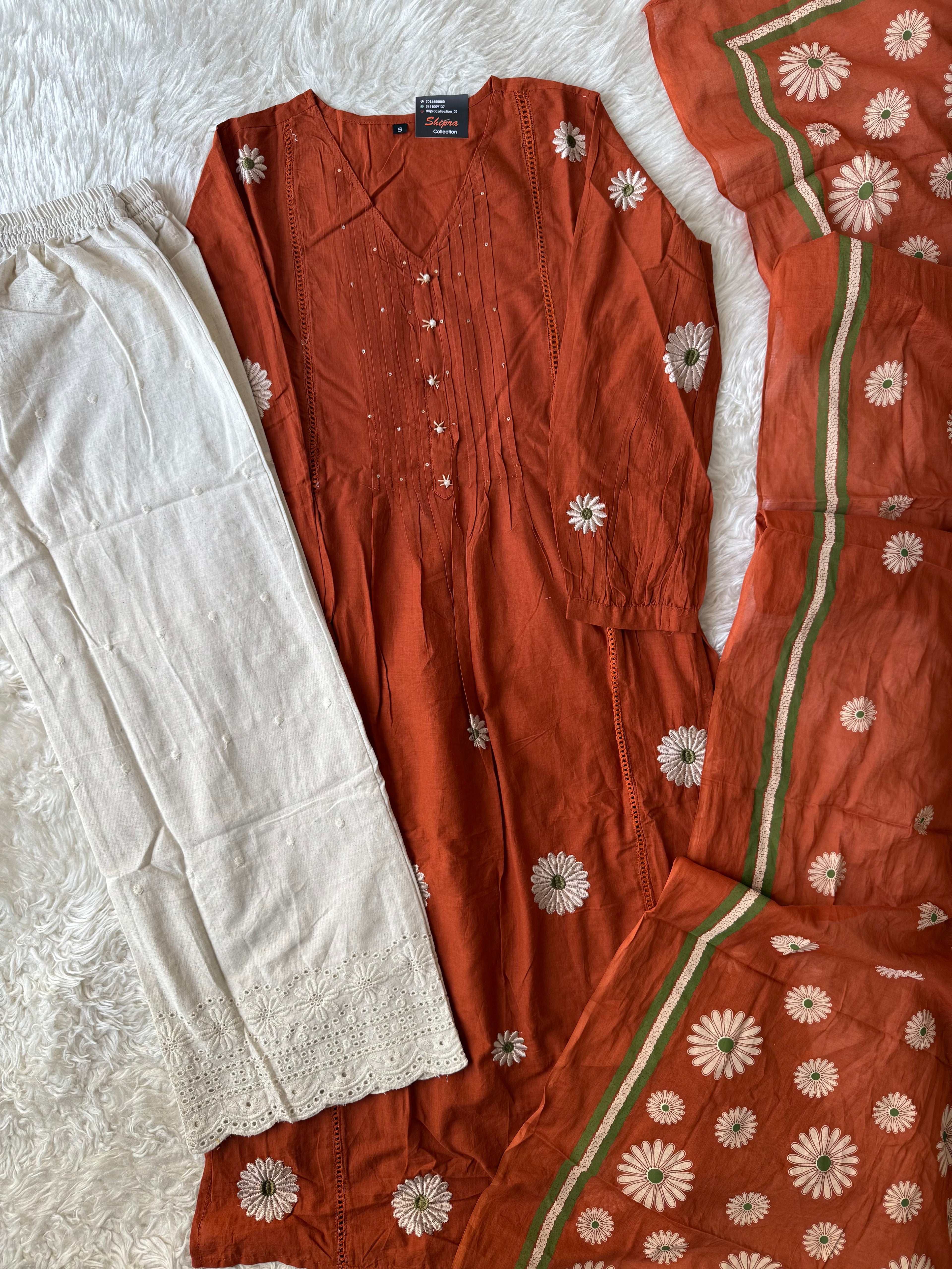 Premium Cotton Kurti Pant Dupatta Set
