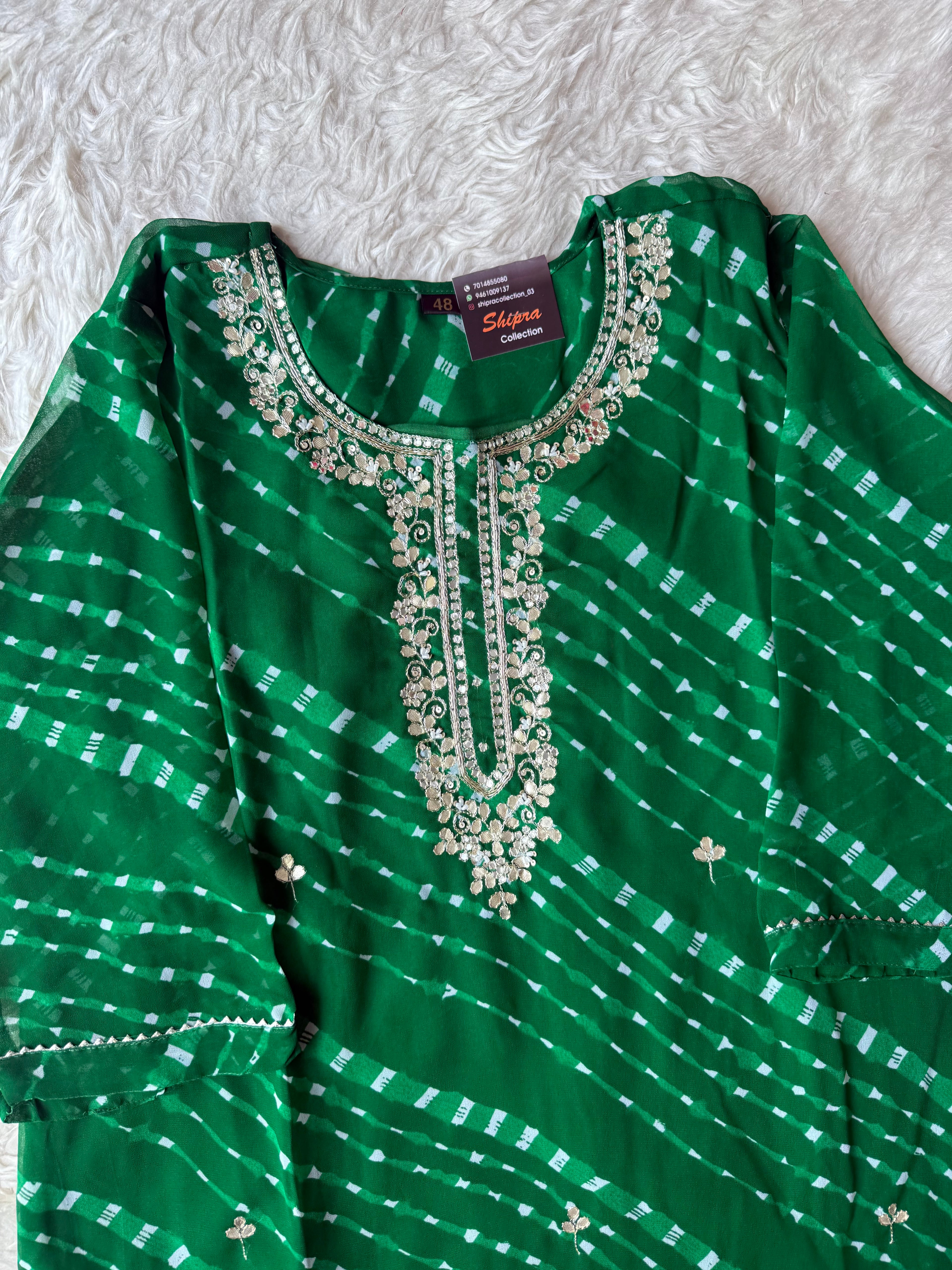 “Plus Size” Georgette Kurti Plazo Dupatta Set