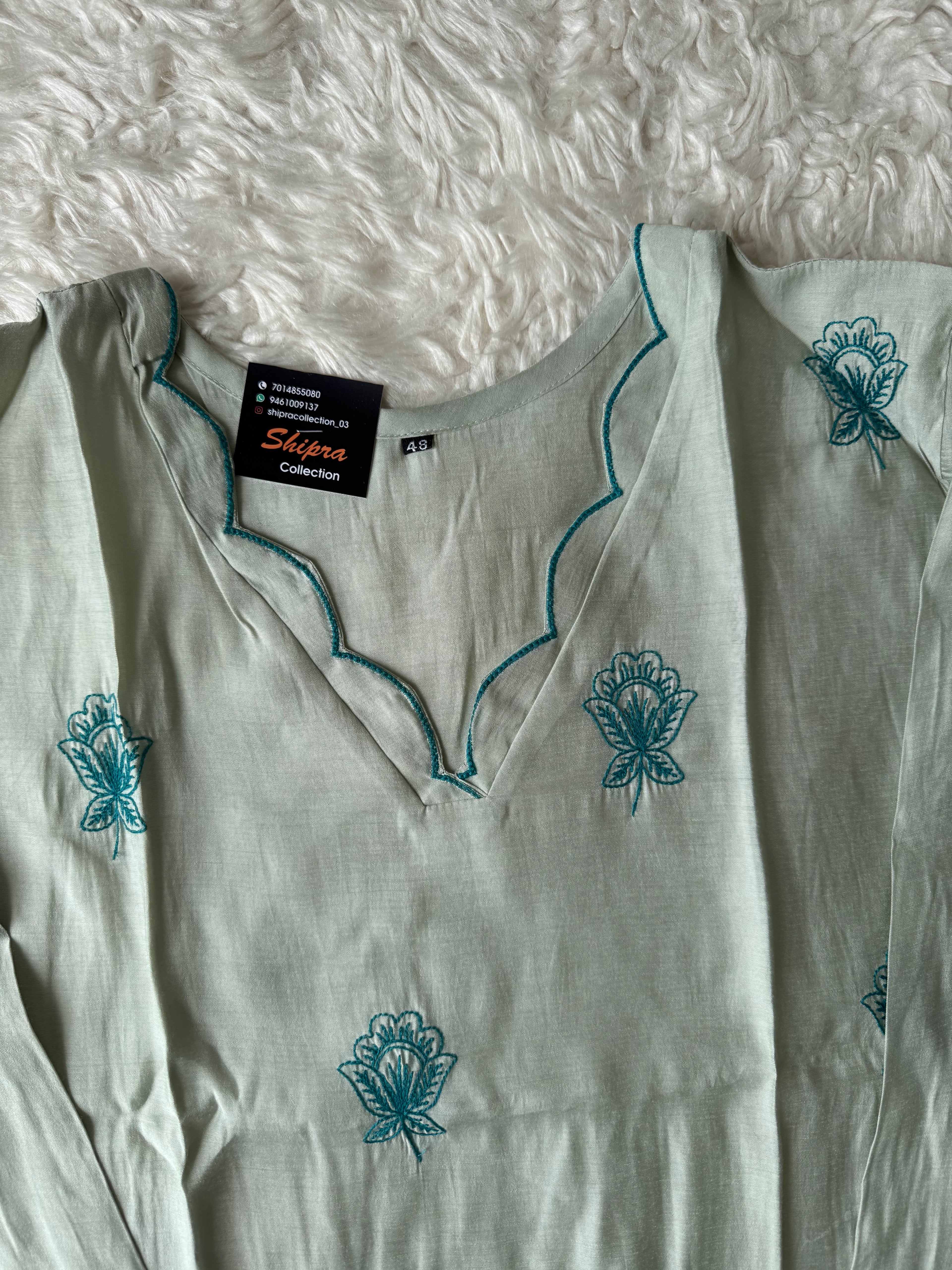 “ Plus Size” Muslin Silk Kurti Pant Dupatta Set