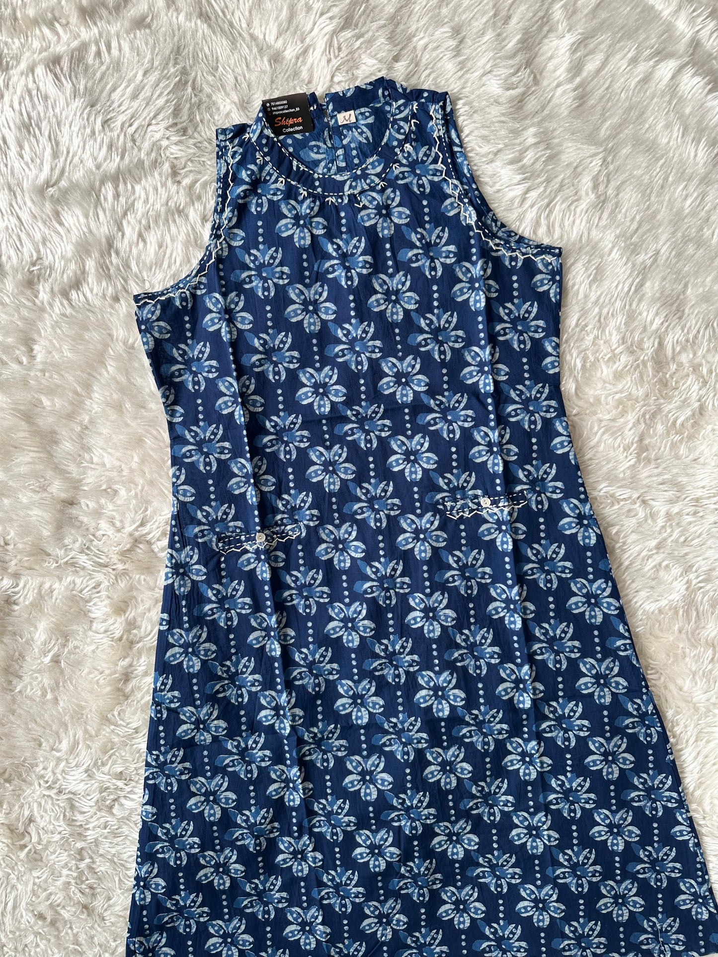 Pure Cotton Sleeveless Kurti Pant Set