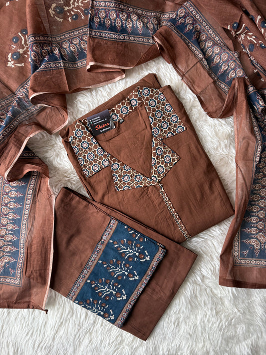 Premium Cotton Kurti Plazo Dupatta Set