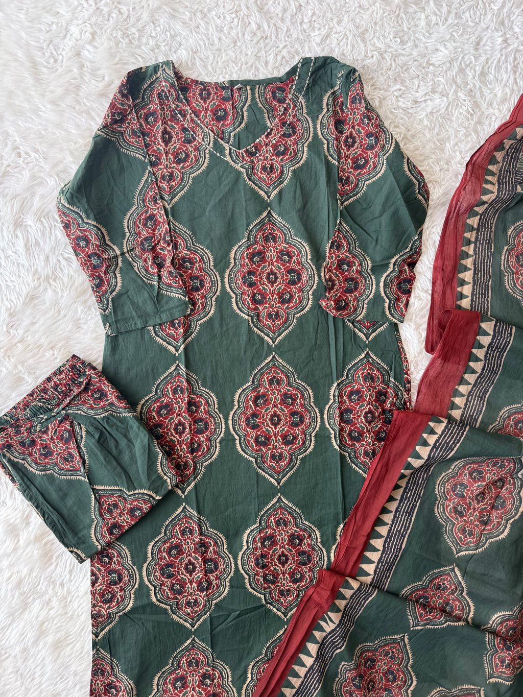 Premium Cotton Kurti Pant Dupatta Set