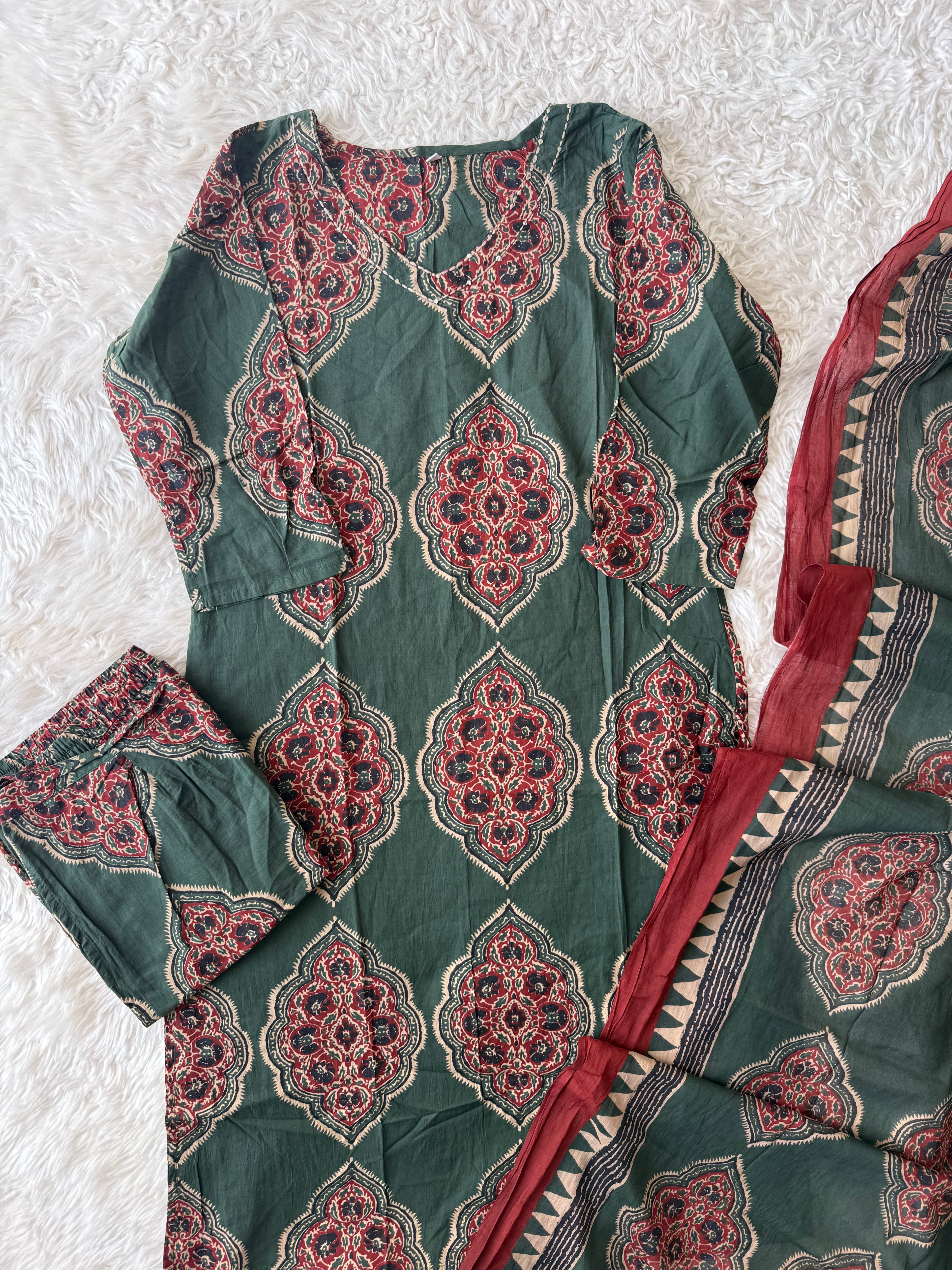Premium Cotton Kurti Pant Dupatta Set