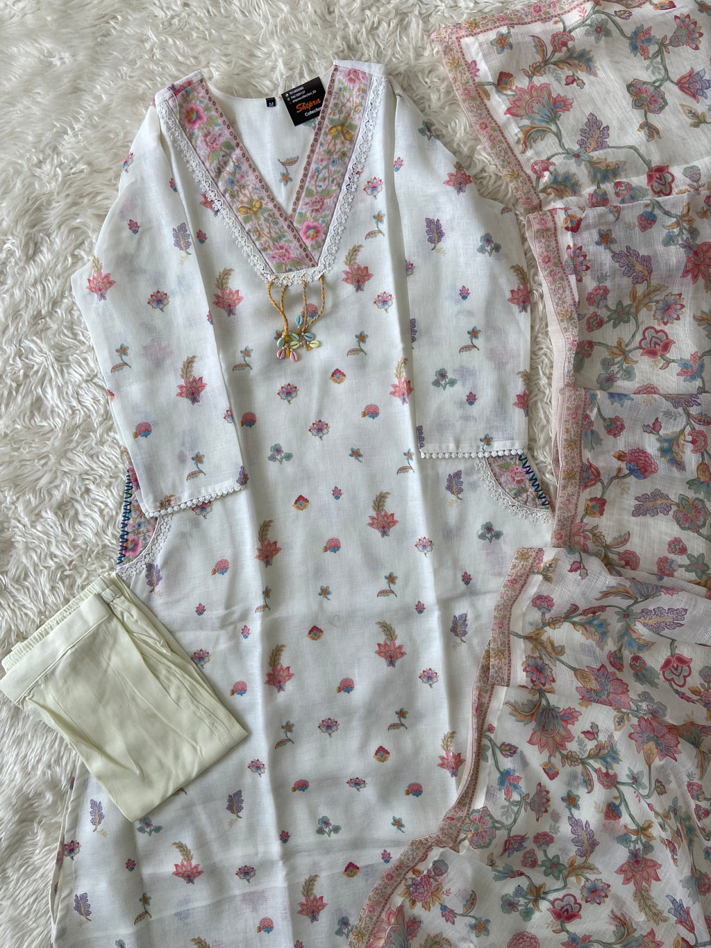 Linen Kurti Pant Dupatta Set