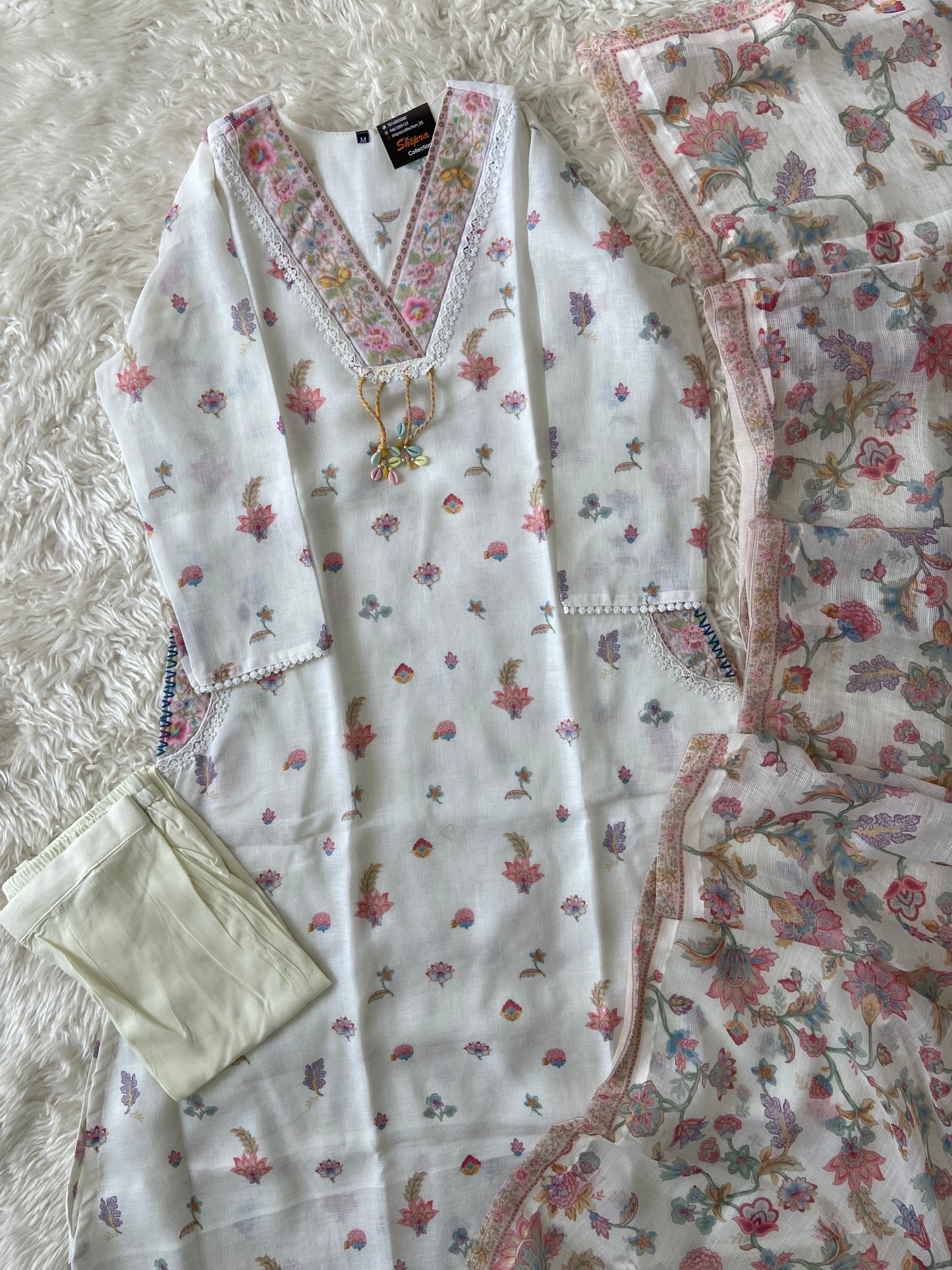 Linen Kurti Pant Dupatta Set