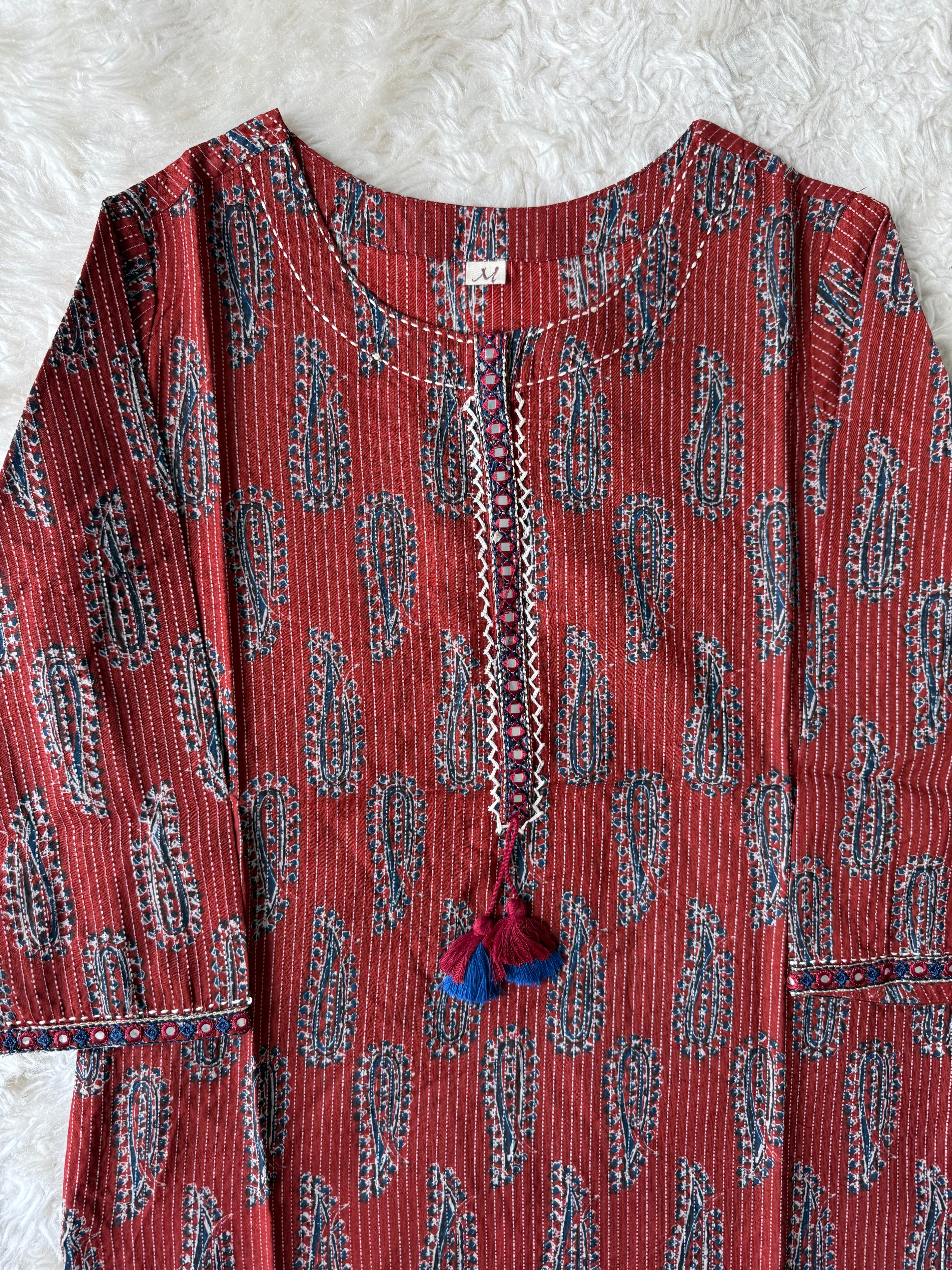 Premium Cotton “Katha” Details Kurti