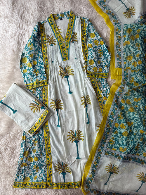 Budget Friendly Flare Kurti Pant Dupatta Set