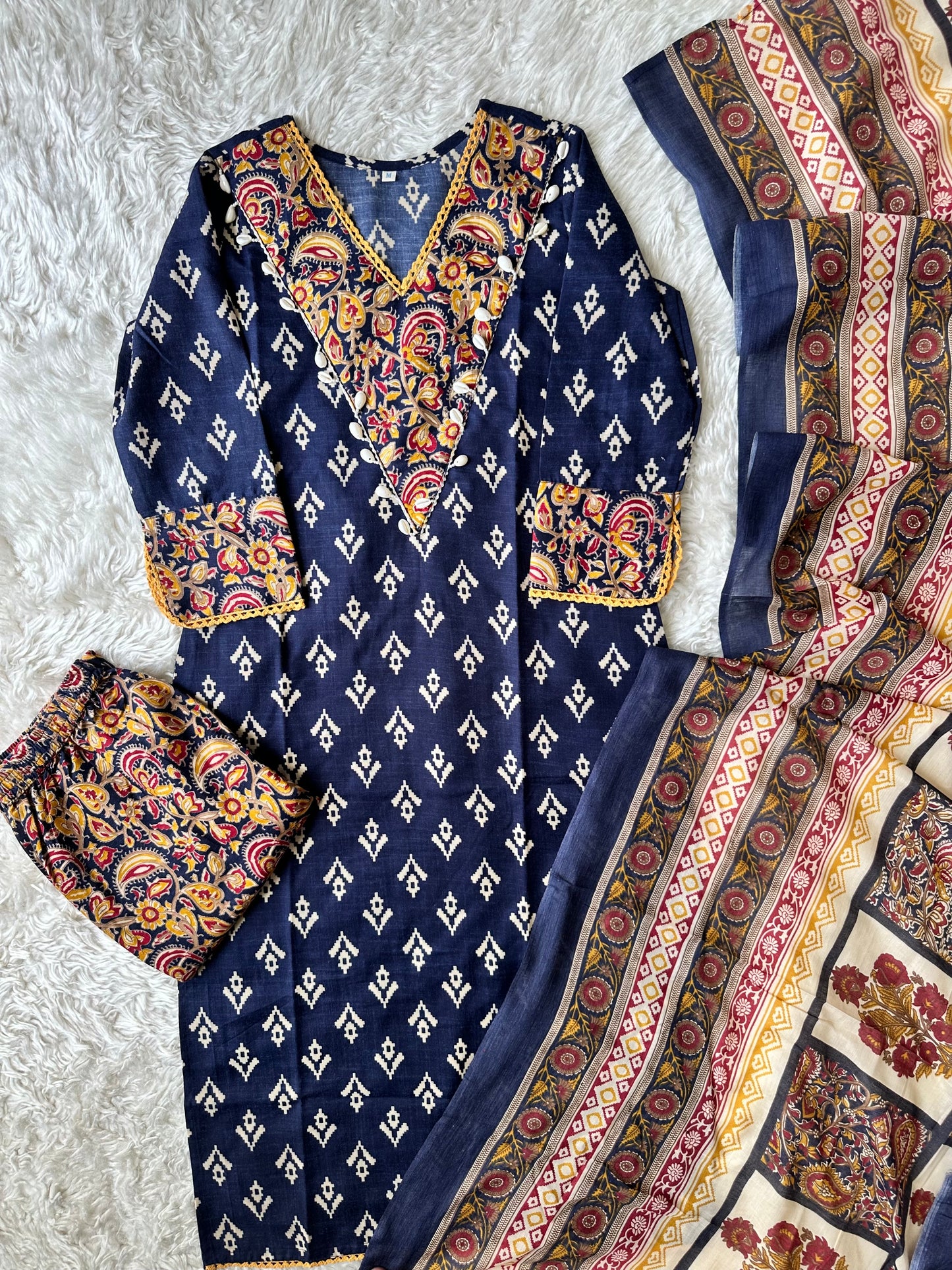Spun Cotton Kurti Pant Dupatta Set