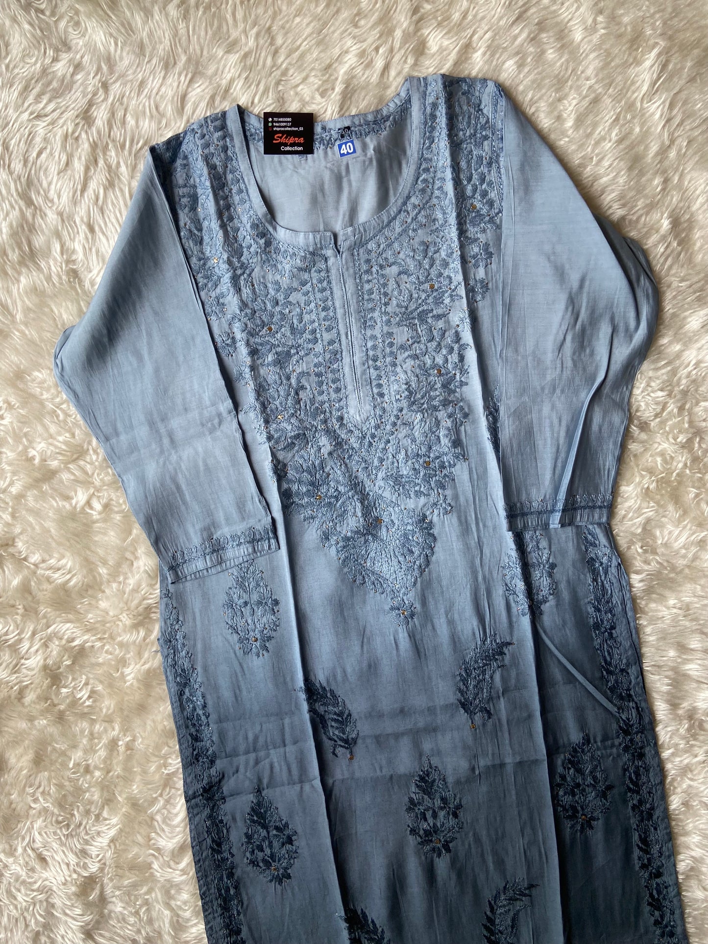Premium Muslin Silk Chikankari kurti
