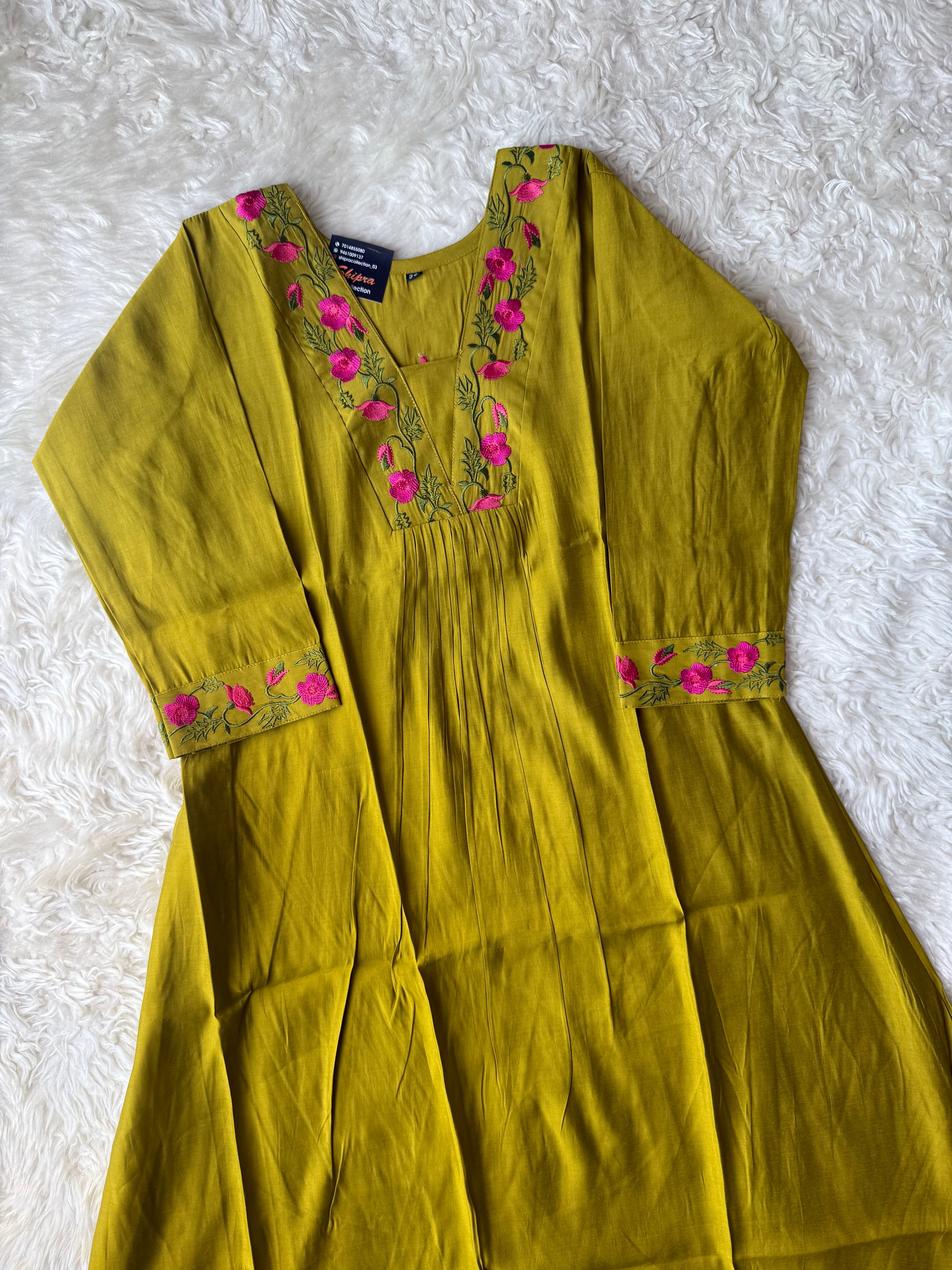 Pure Muslin Silk Kurti Plazo Set