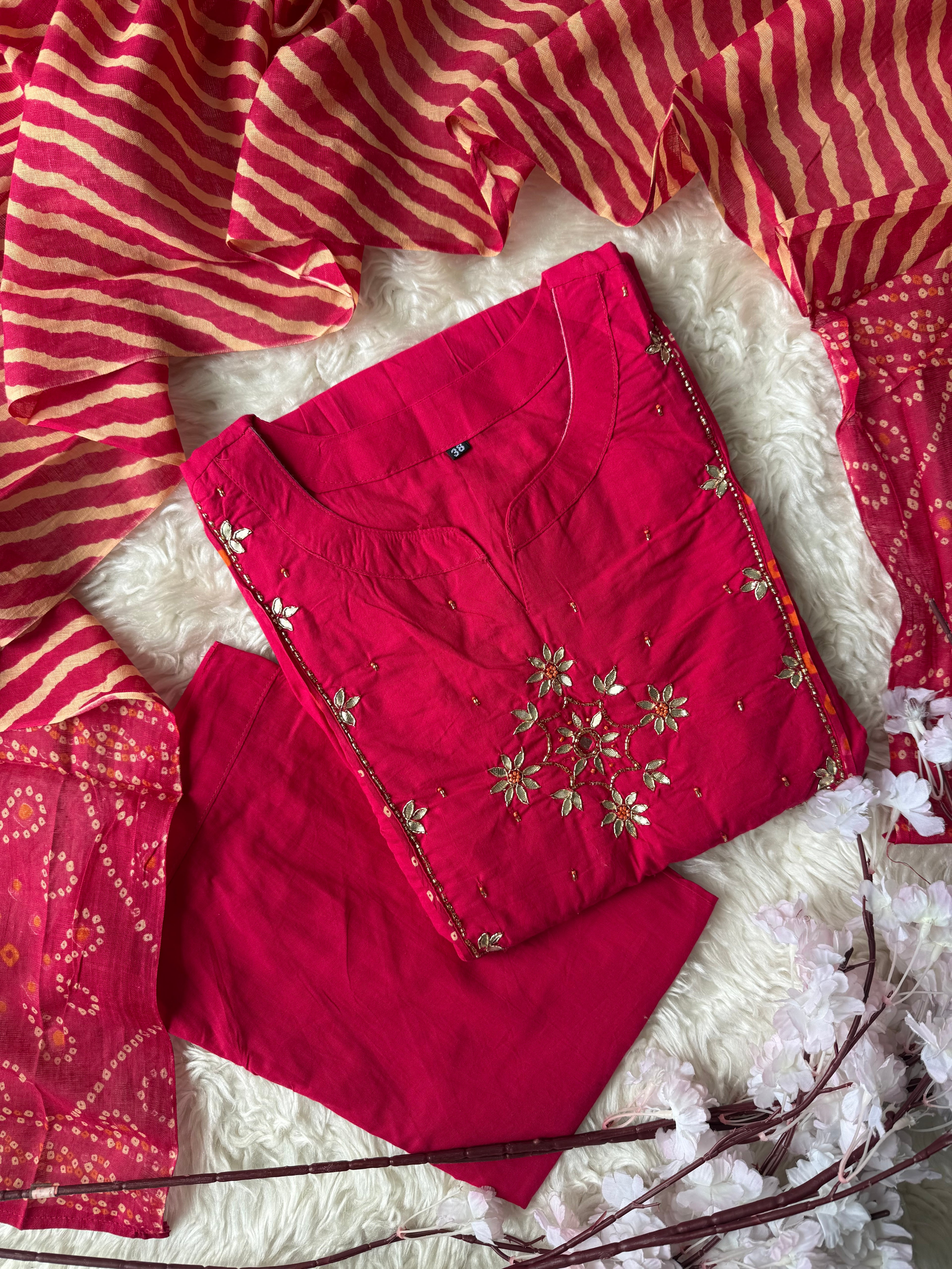Premium Cotton Bandhani Set