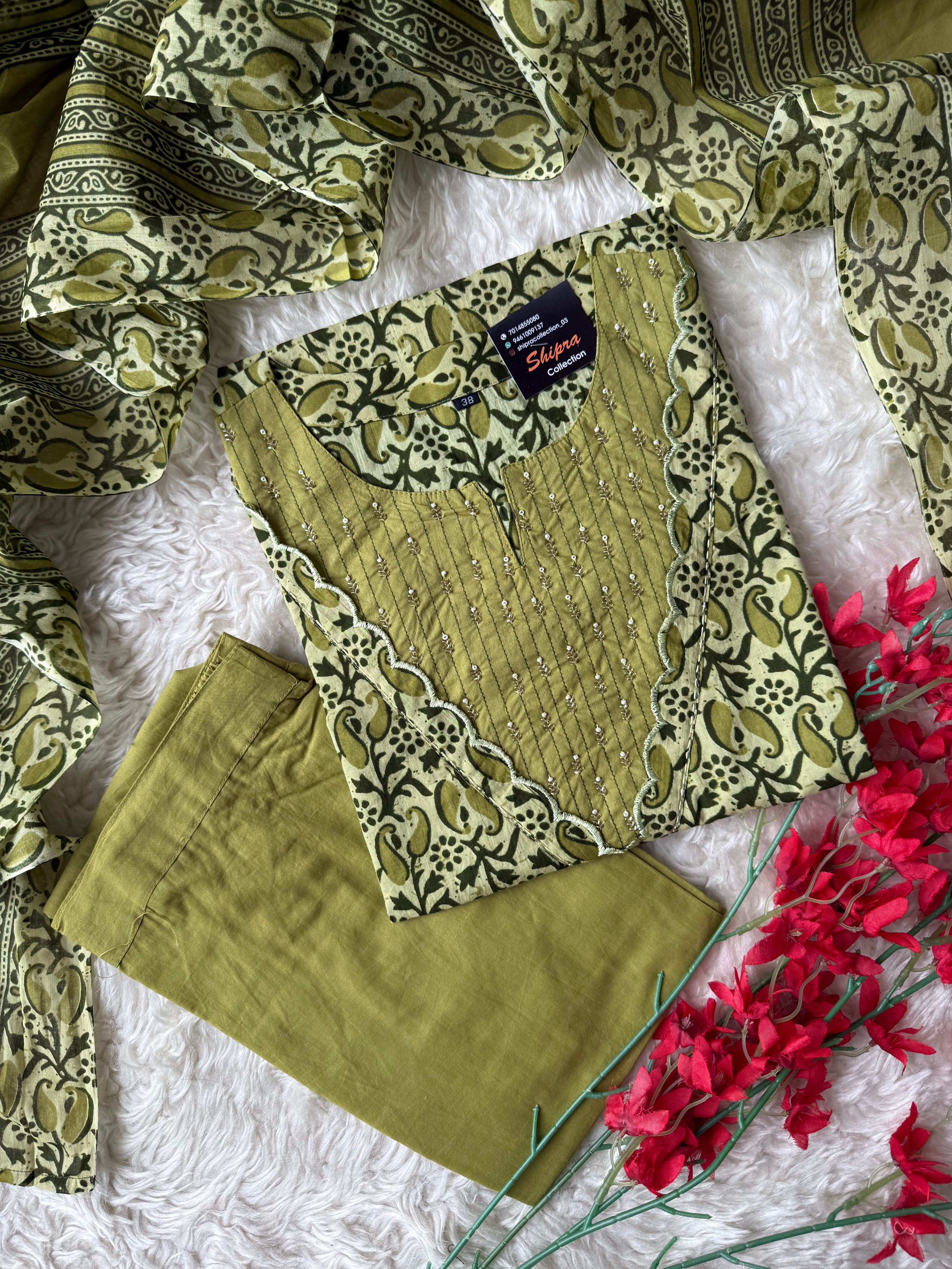 Premium Cotton Kurti Pant Dupatta Set