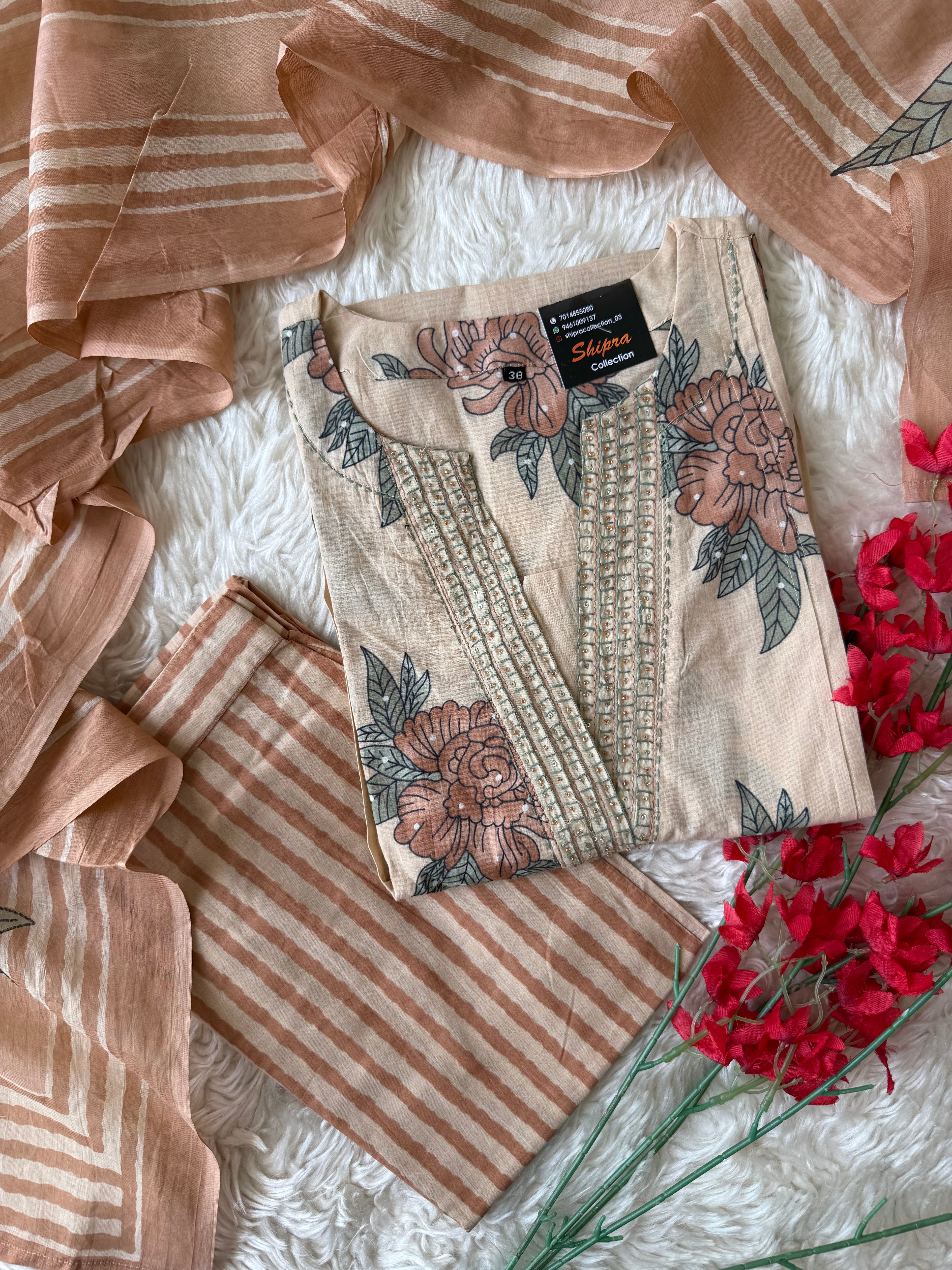 Premium Cotton Kurti Pant Dupatta Set