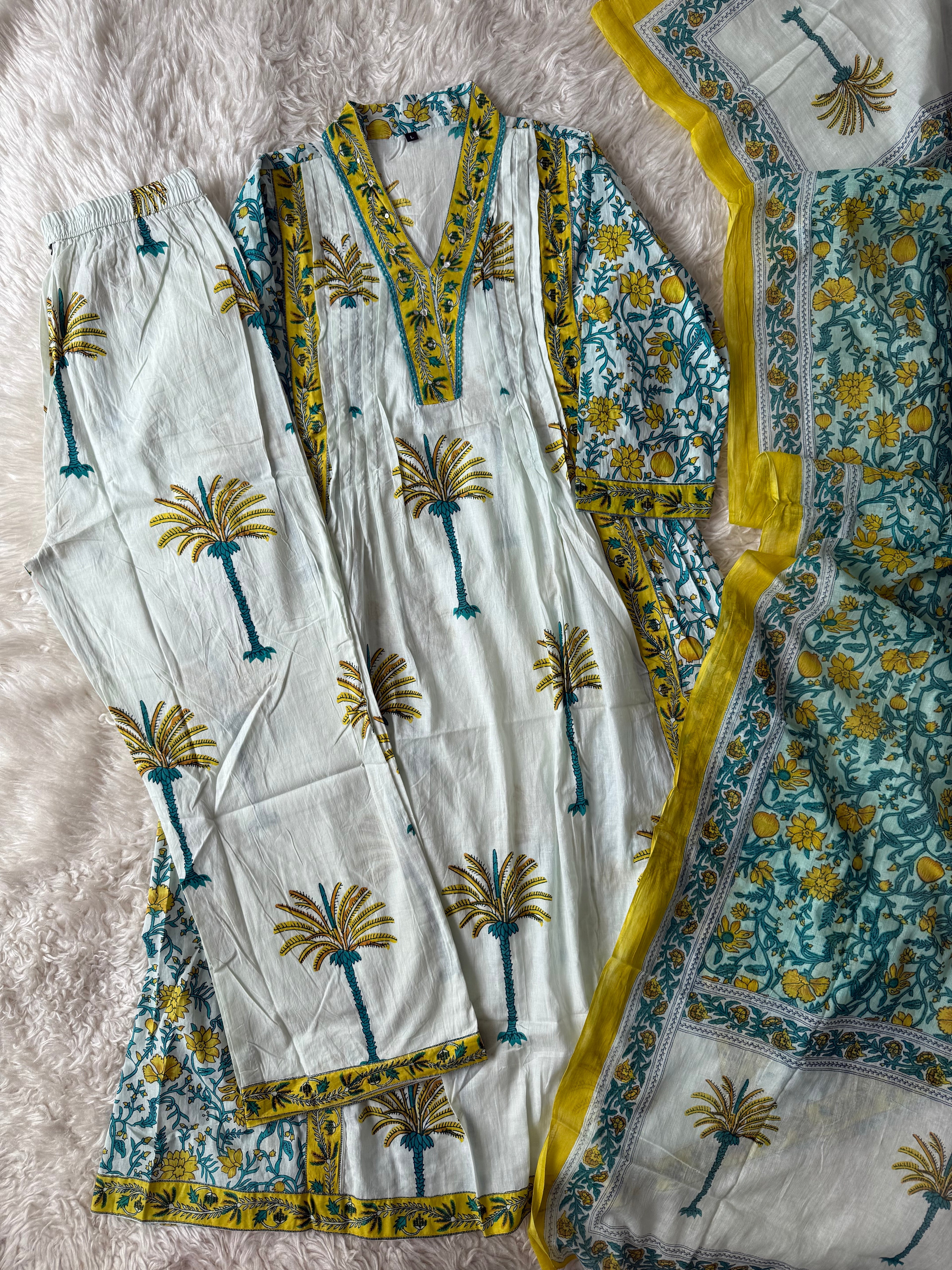 Budget Friendly Flare Kurti Pant Dupatta Set