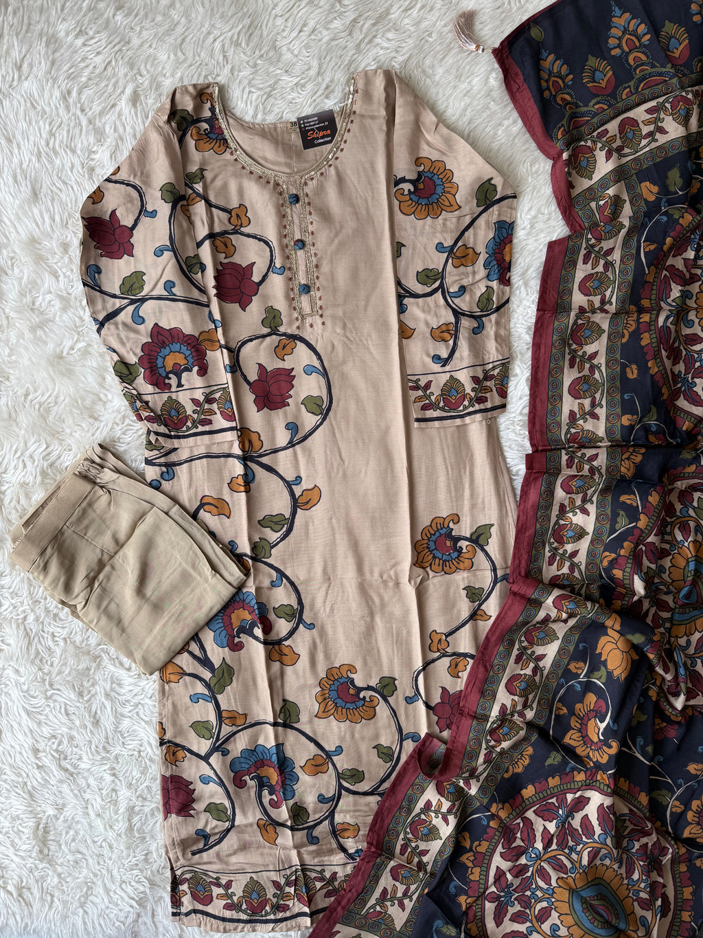 Crepe Silk Kurti Pant Dupatta Set