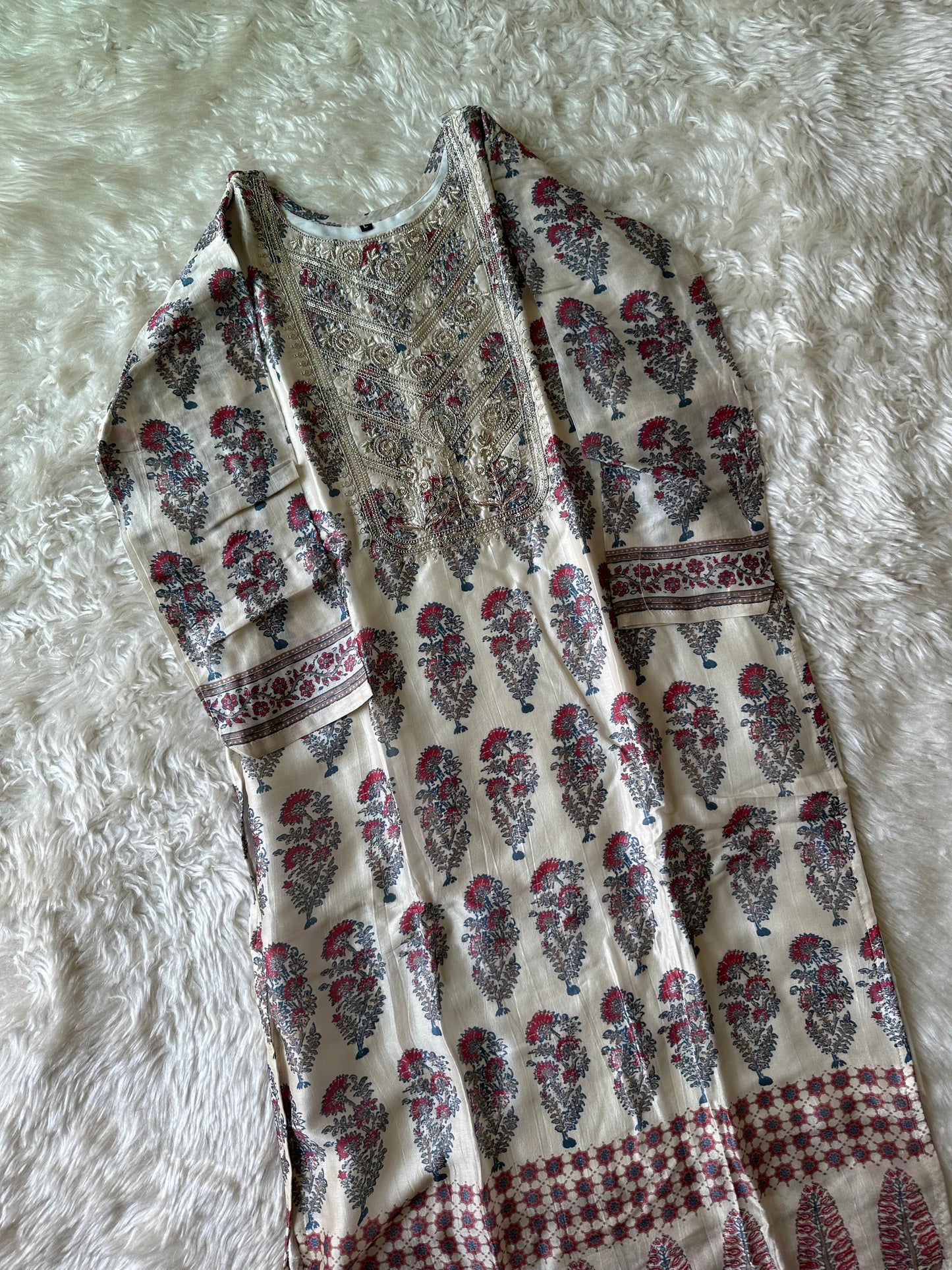 Pure Silk Kurti Pant Dupatta Set
