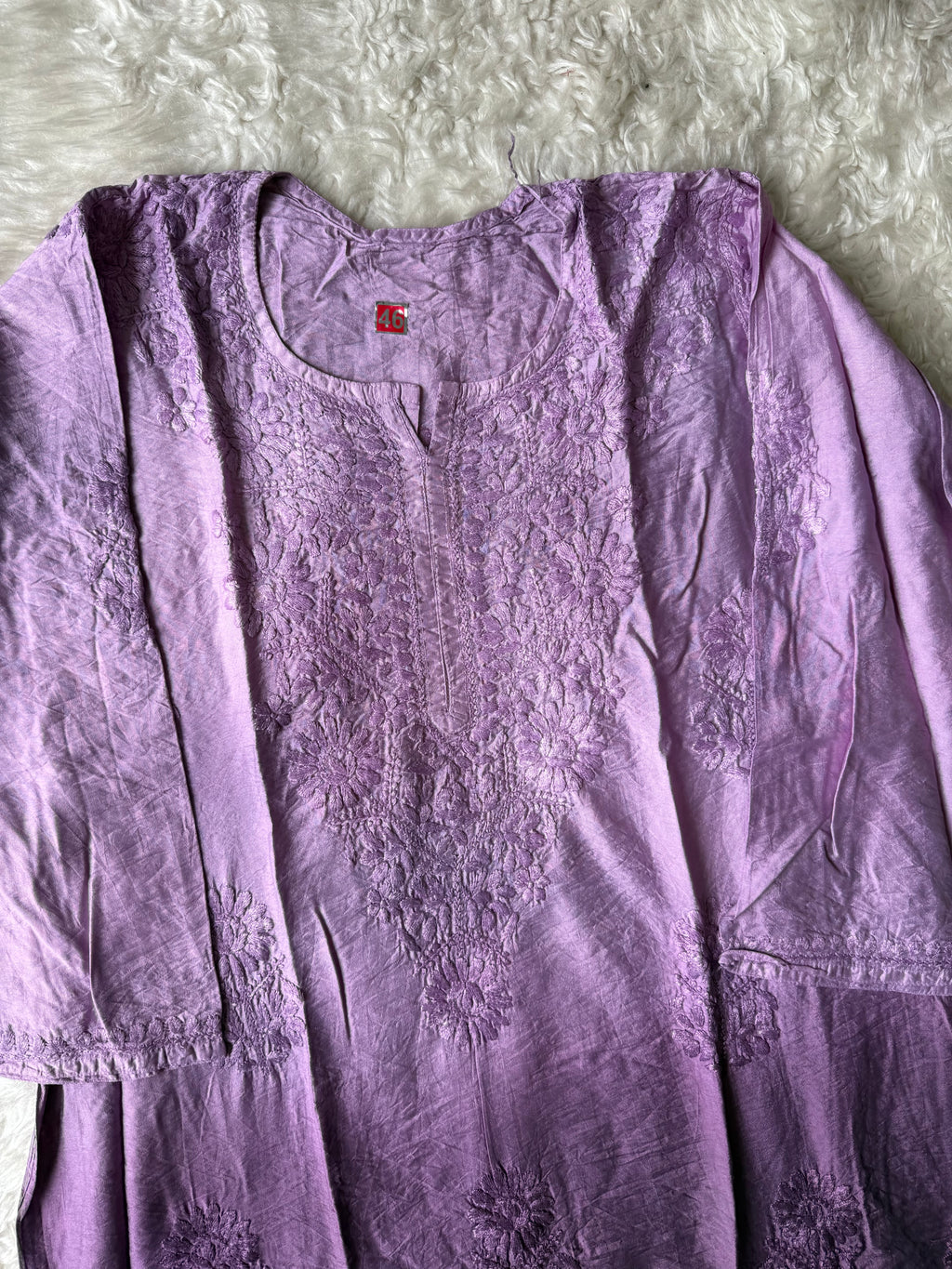 Muslin Silk Chikankari kurti