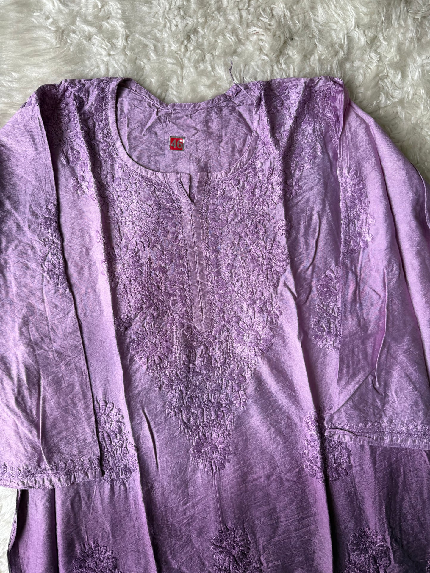 Muslin Silk Chikankari kurti