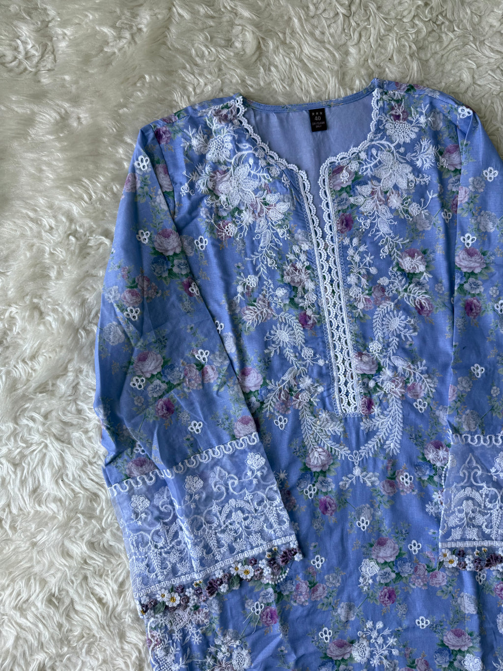 Mul Cotton Thread Work Farshi Salwar Set