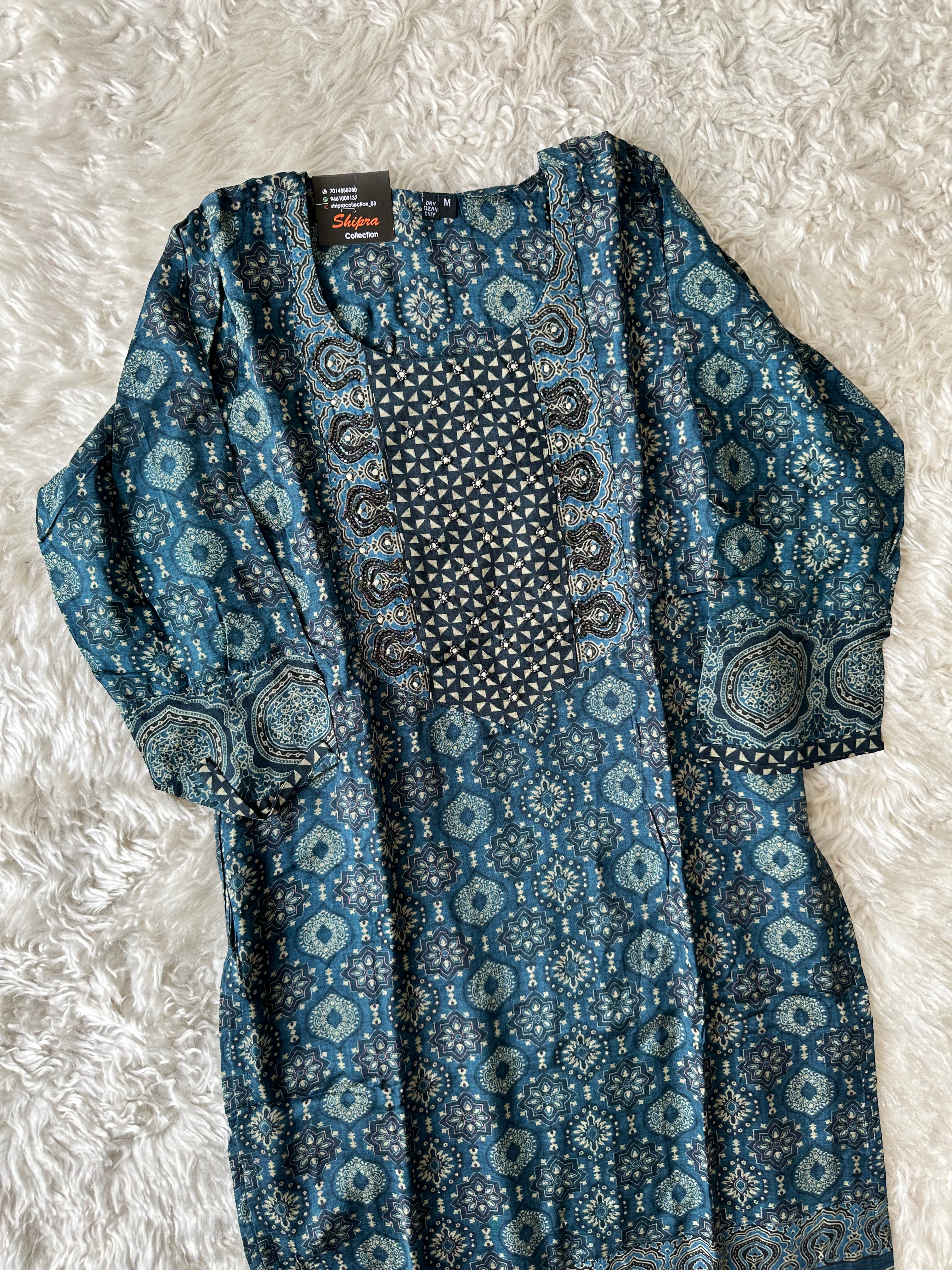 Crepe Silk Kurti Pant Dupatta Set