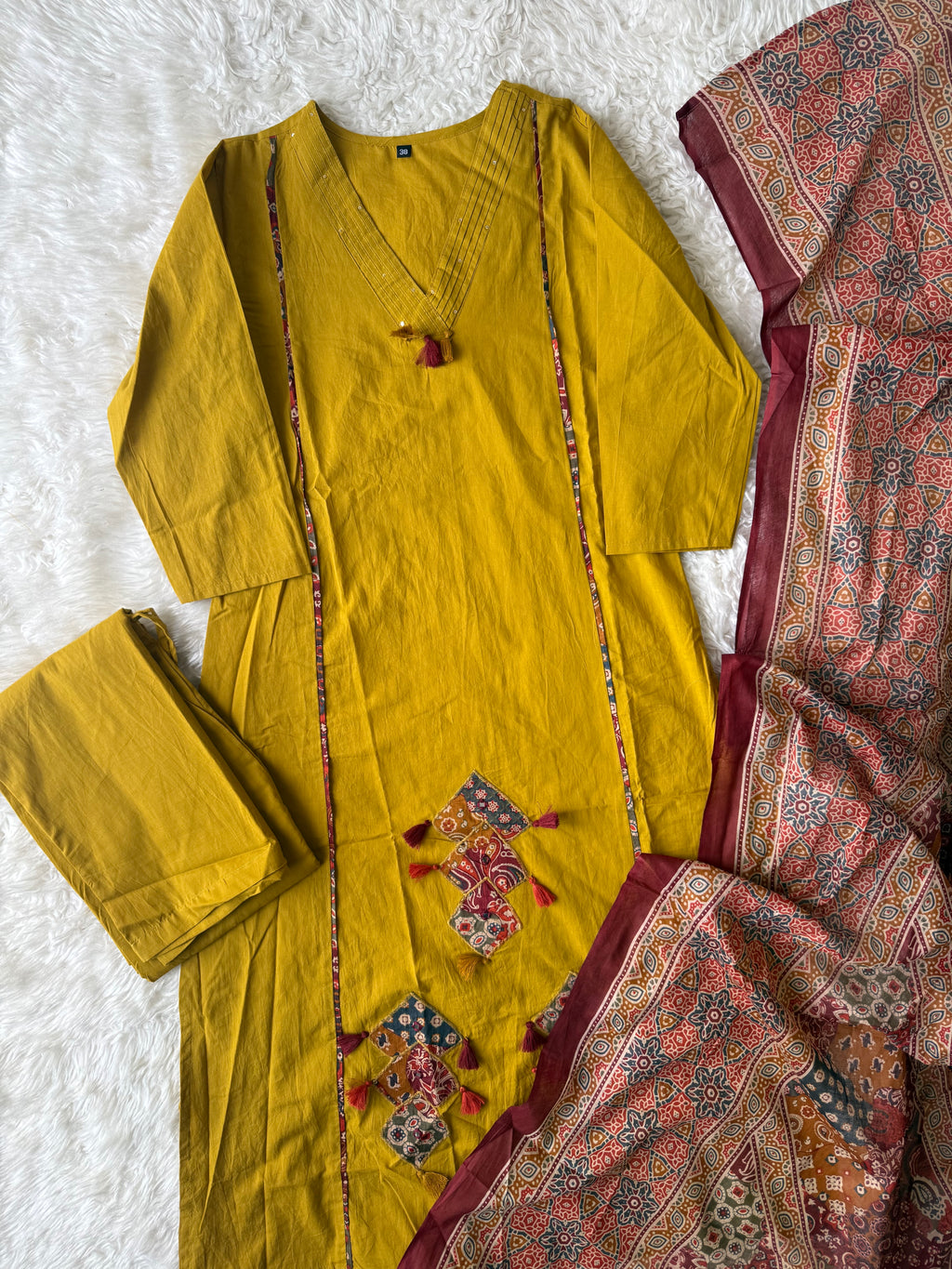 Pure Cotton Aline Kurti Plazo Dupatta Set