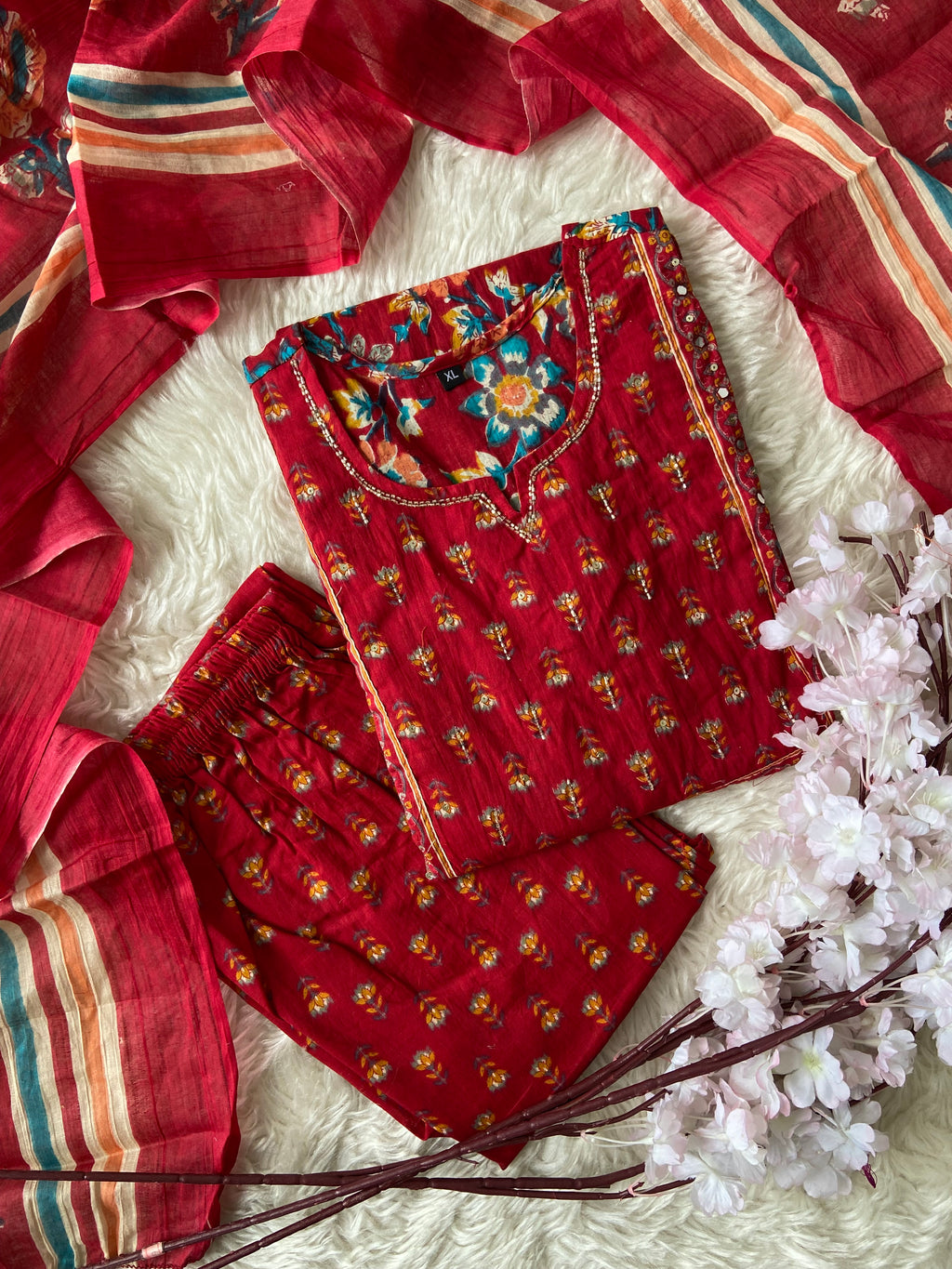 Budget Friendly Kurti Pant Dupatta Set