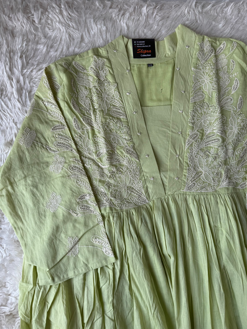 Mul Cotton FLARE Kurti Pant Dupatta Set