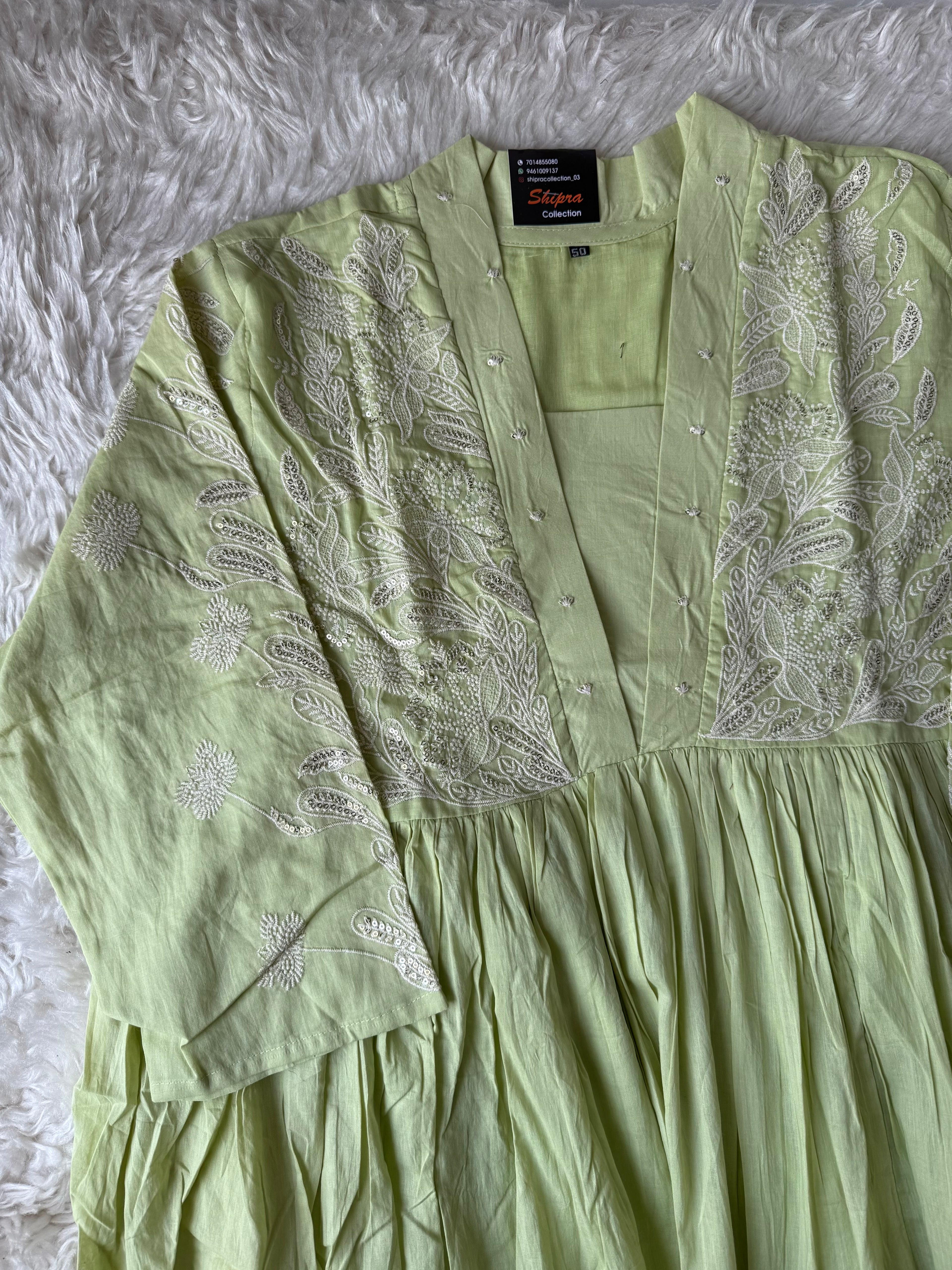 Mul Cotton FLARE Kurti Pant Dupatta Set