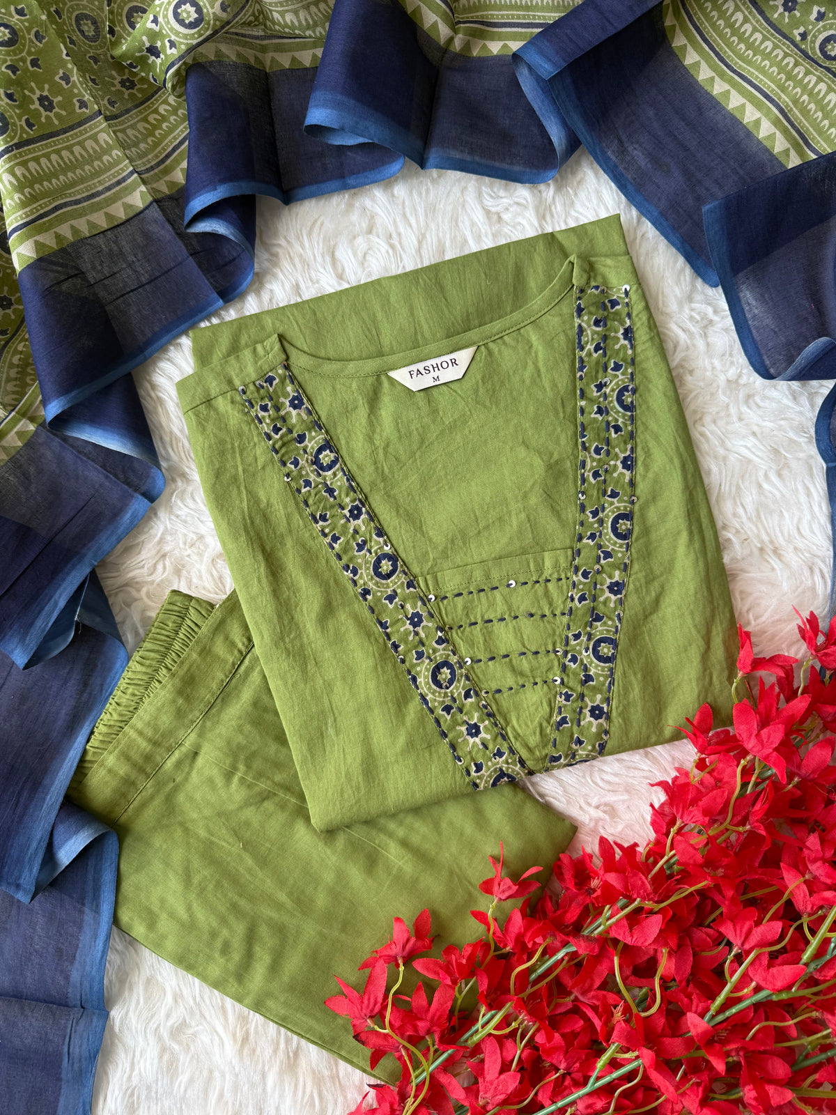 Premium Cotton Kurti Pant Dupatta Set