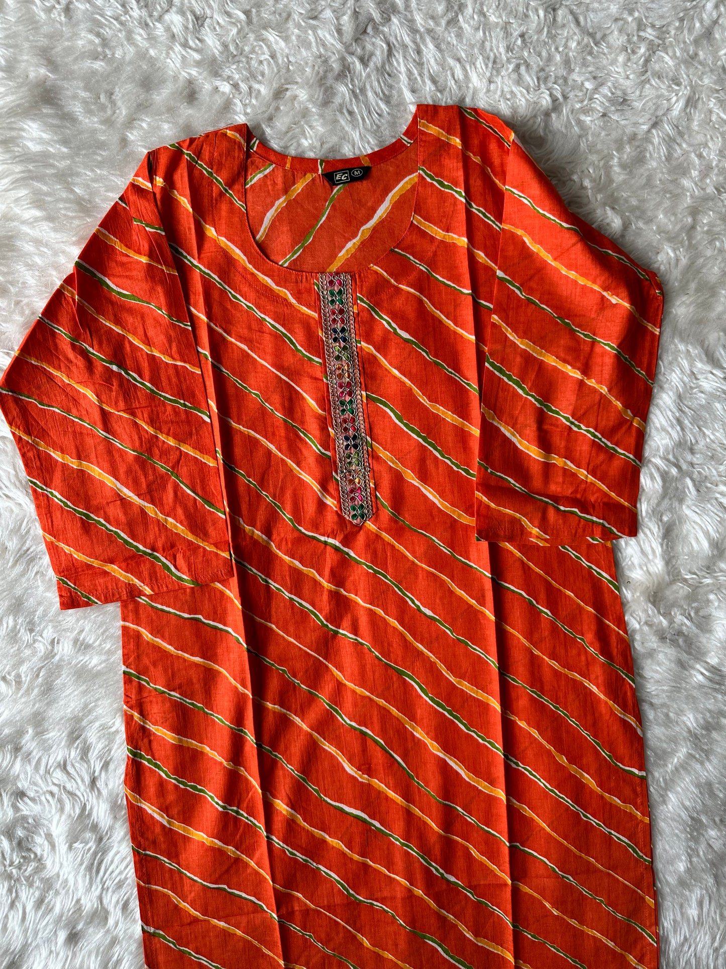 Cotton Lehariya Kurti