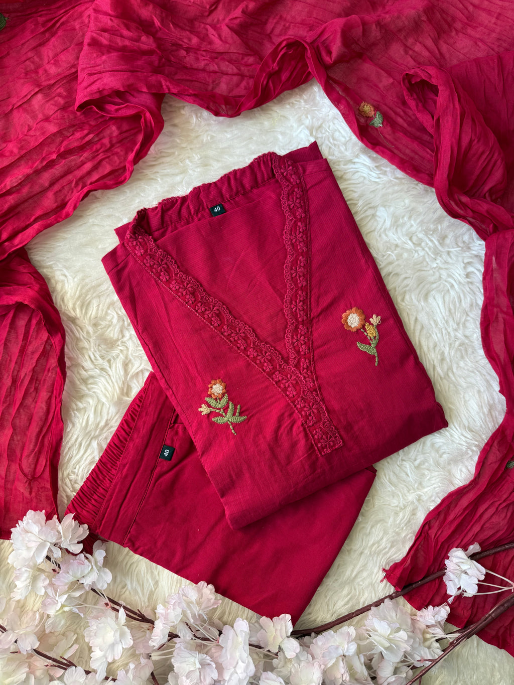 Premium Cotton Kurti Pant Dupatta Set