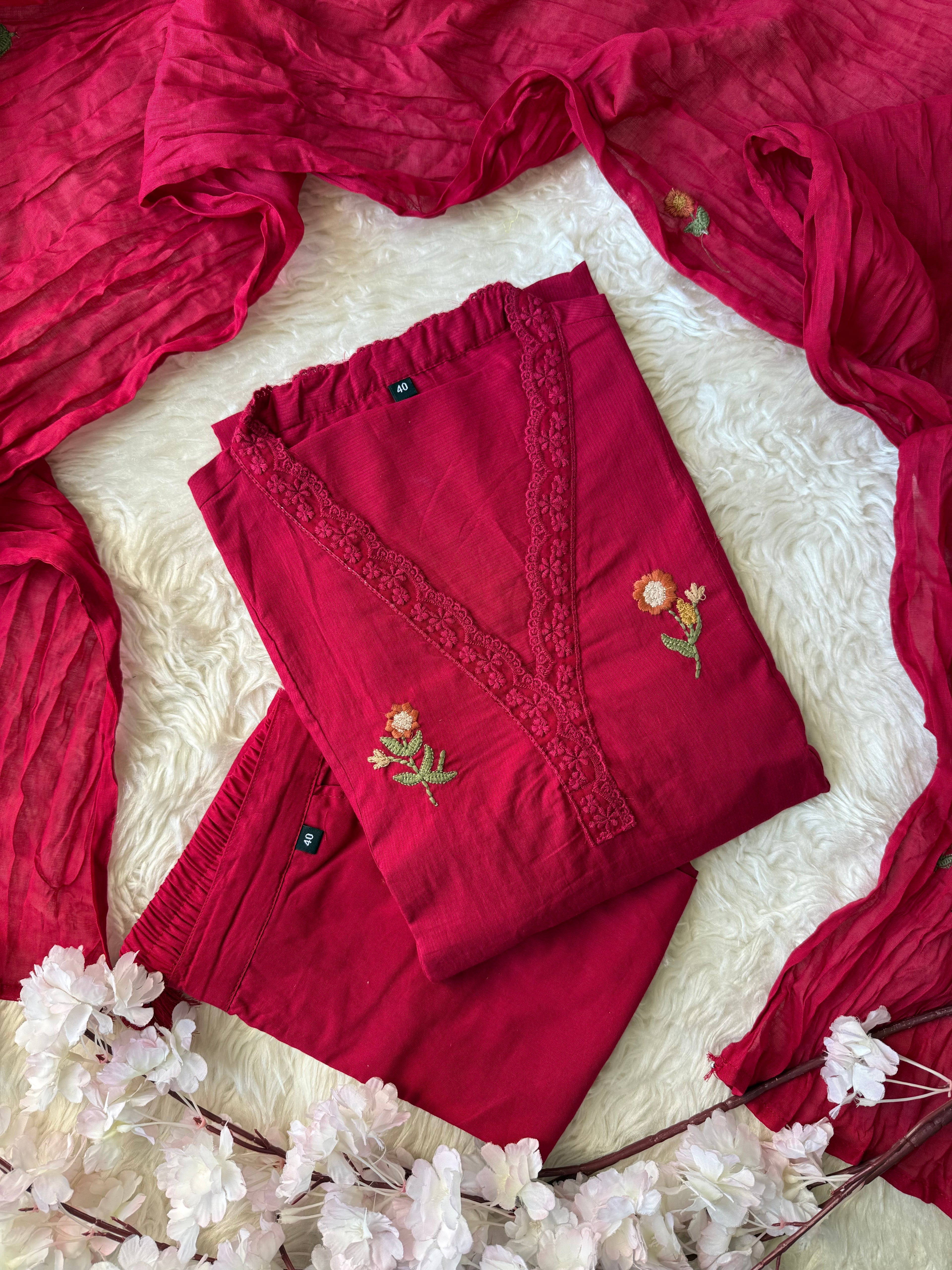 Premium Cotton Kurti Pant Dupatta Set