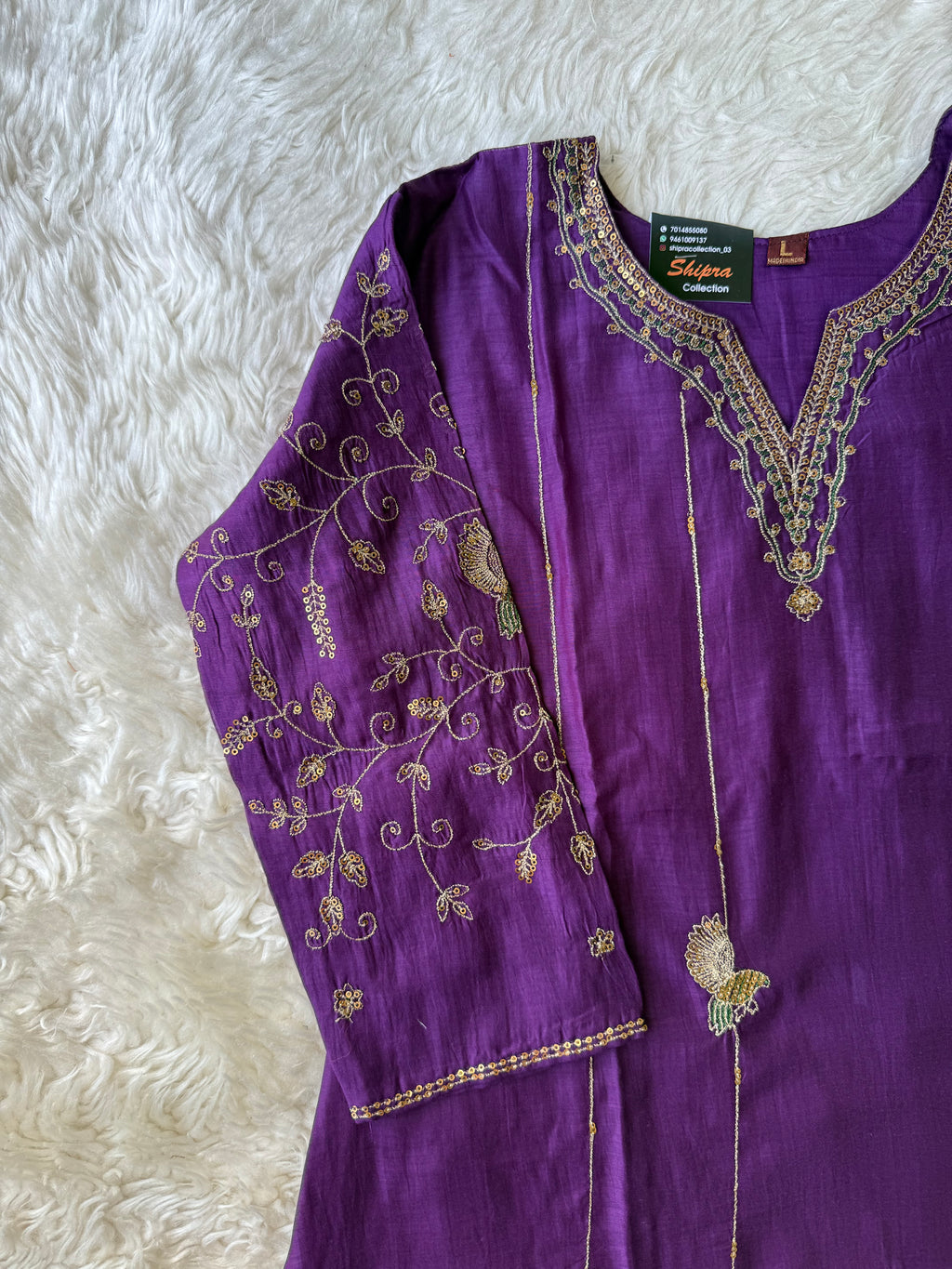 Mul Chanderi Kurti Pant Dupatta Set