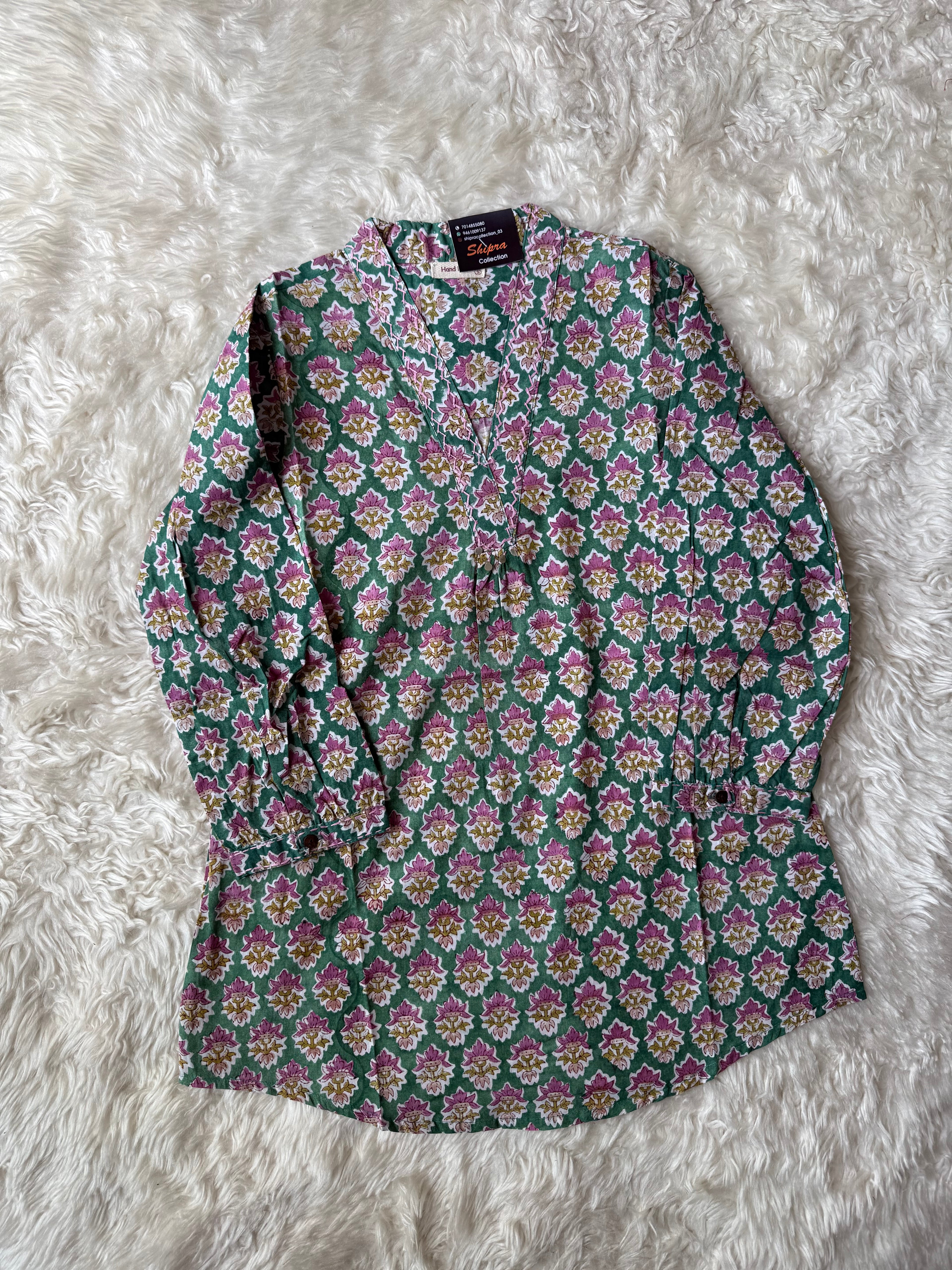 Premium Cotton Handblock Short Kurti