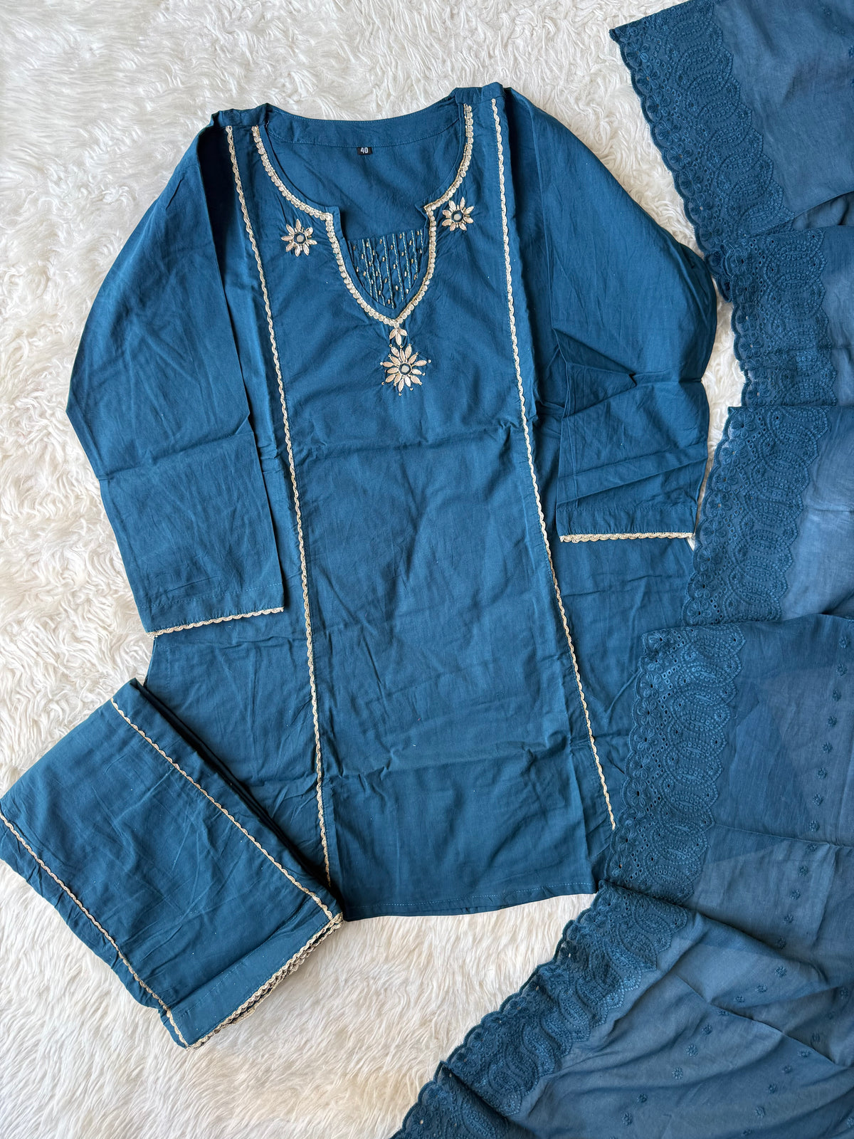 Premium Cotton Kurti Plazo Dupatta Set