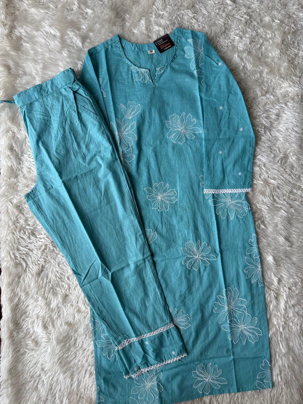 Slub Cotton Kurti Pant Set