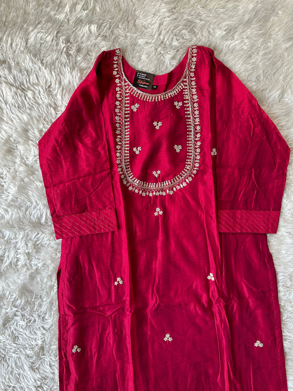 Chanderi Silk Kurti Pant Dupatta Set