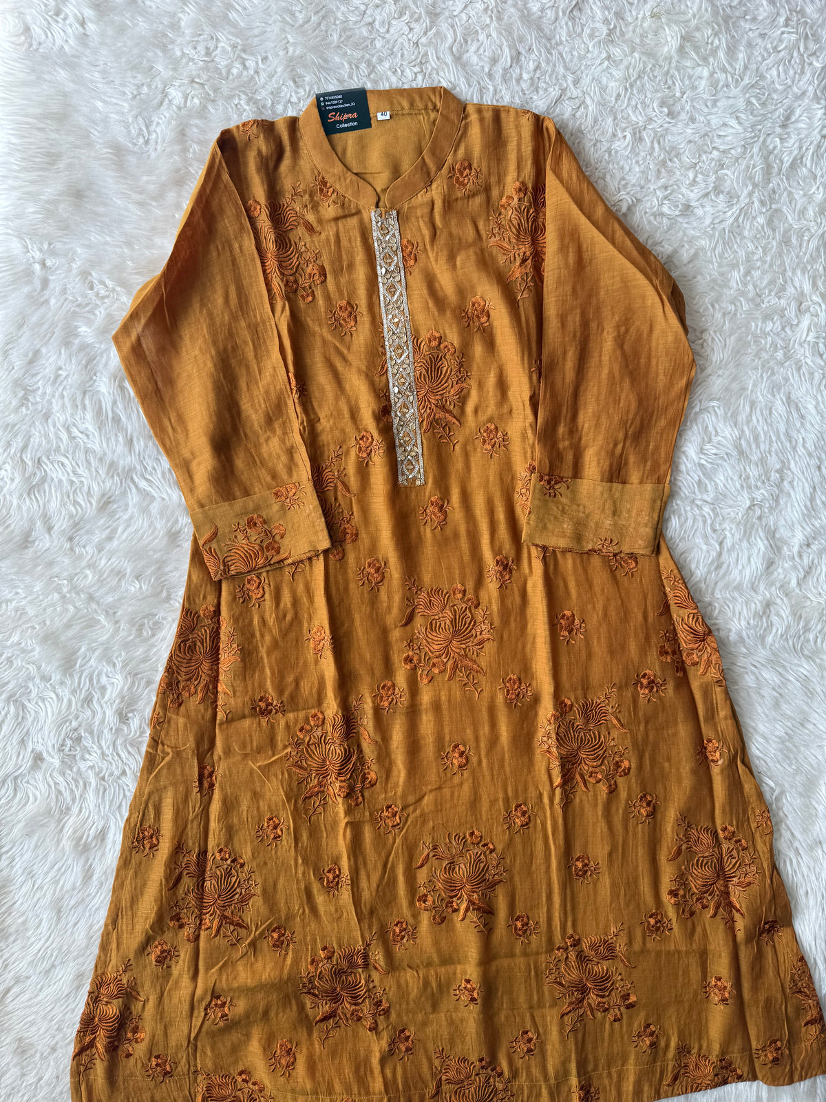 Chanderi Silk Kurti Pant Dupatta Set