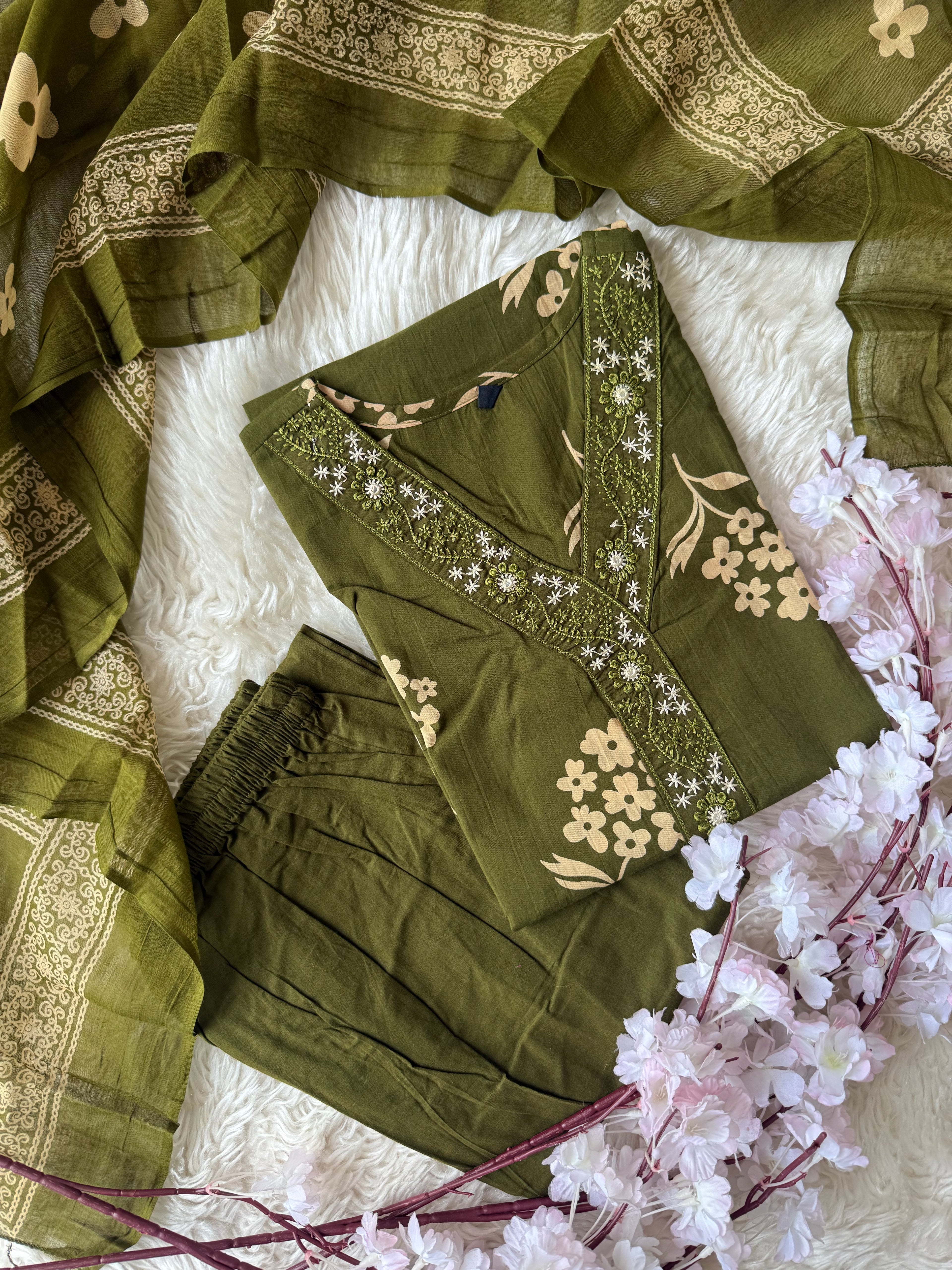 Budget Friendly Kurti Pant Dupatta Set