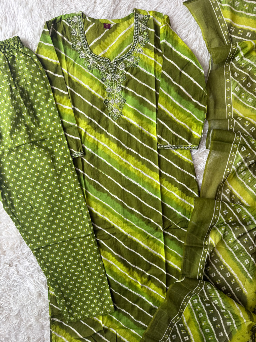 Pure Cotton Lehariya Set