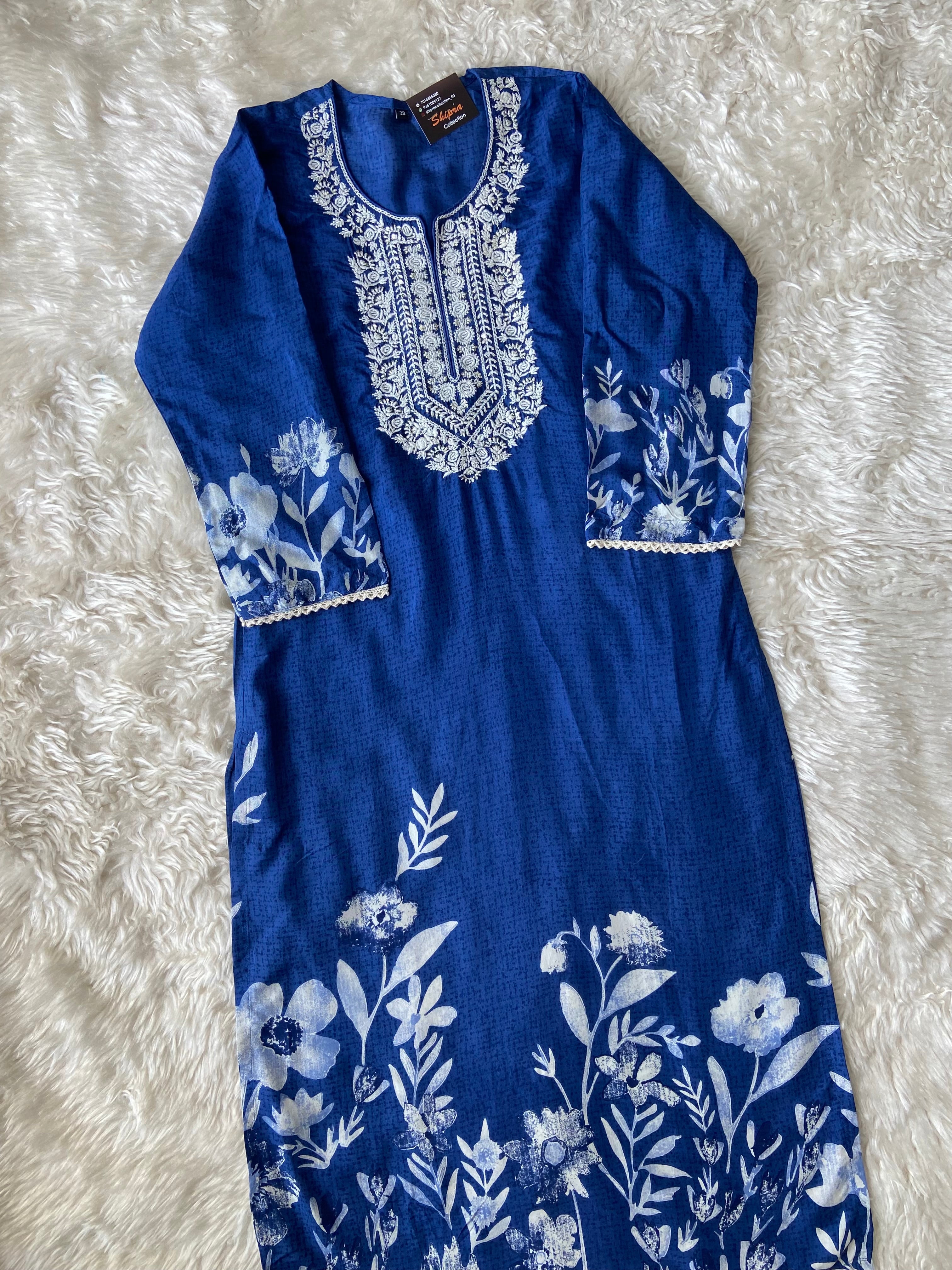 Pure Silk Kurti Pant Dupatta Set
