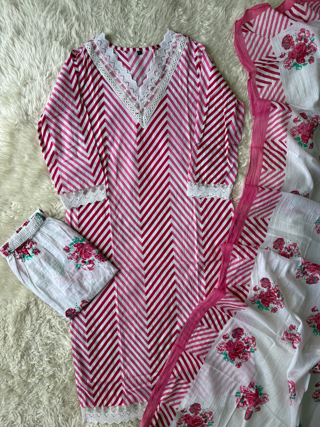 Budget Friendly Kurti Pant Dupatta Set