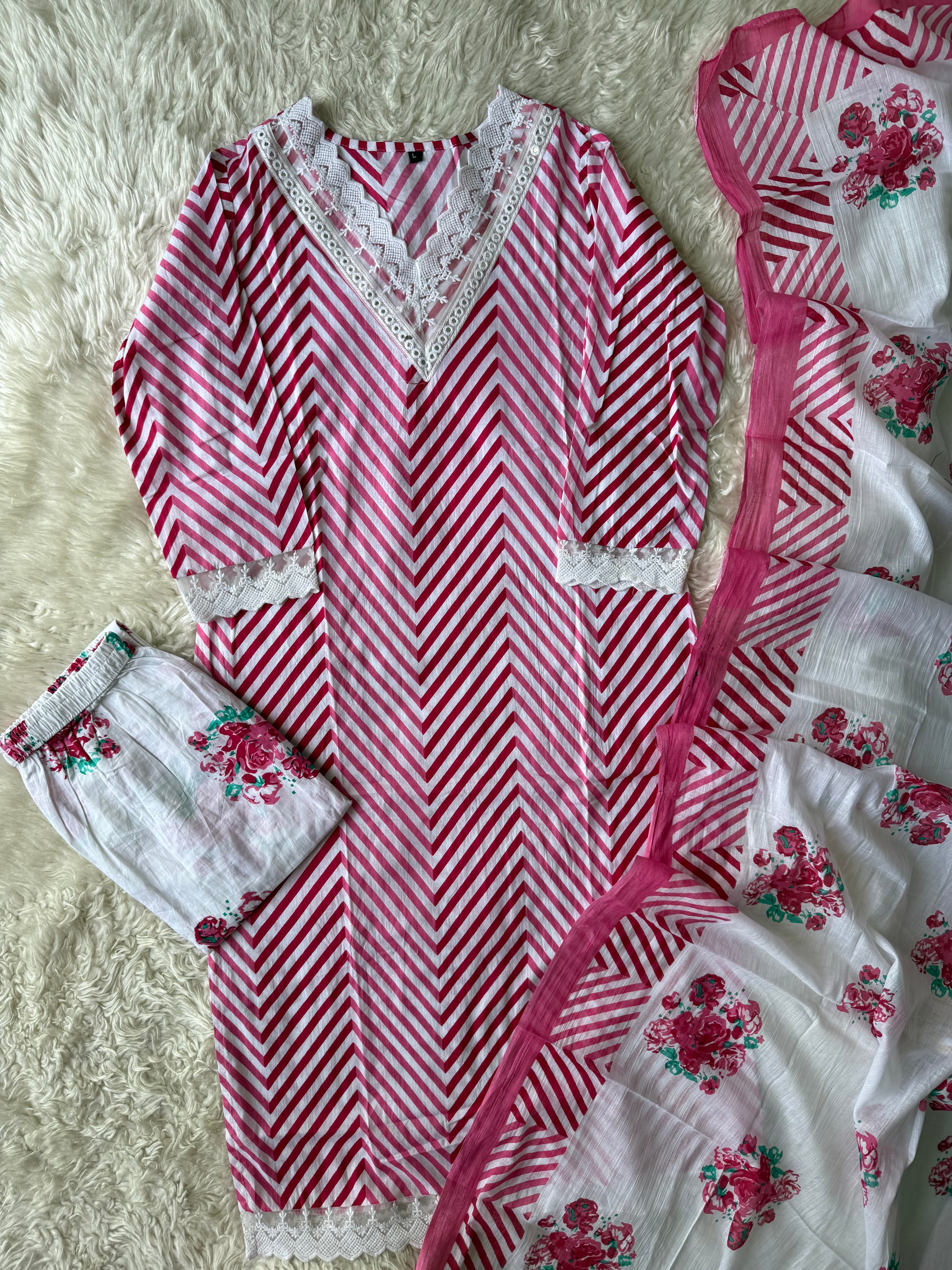 Budget Friendly Kurti Pant Dupatta Set