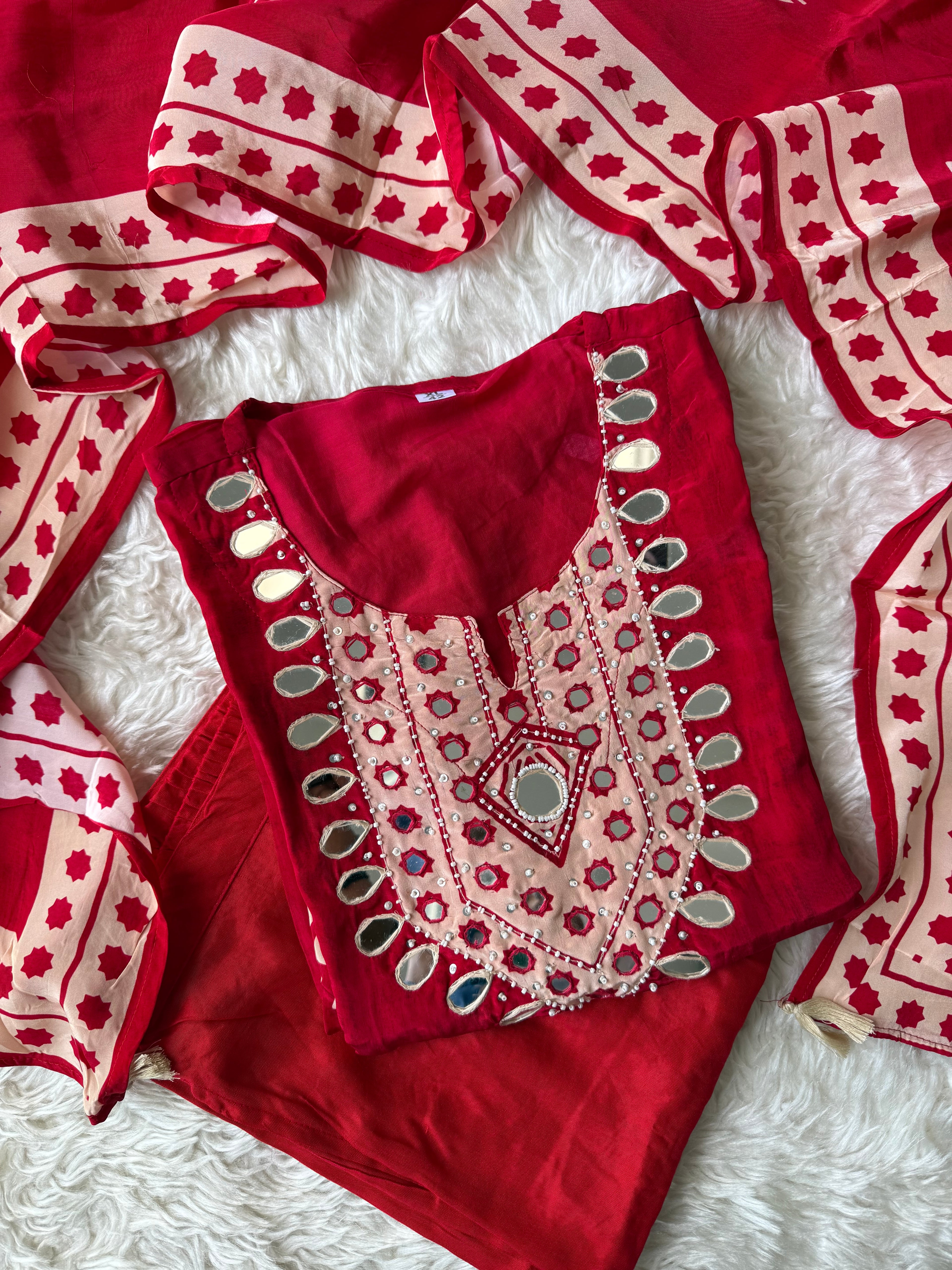 Crepe Silk Kurti Pant Dupatta Set