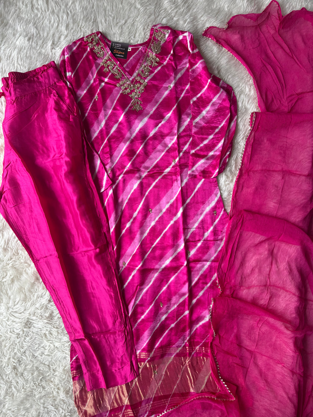 Gazi Silk Kurti Pant Dupatta Set