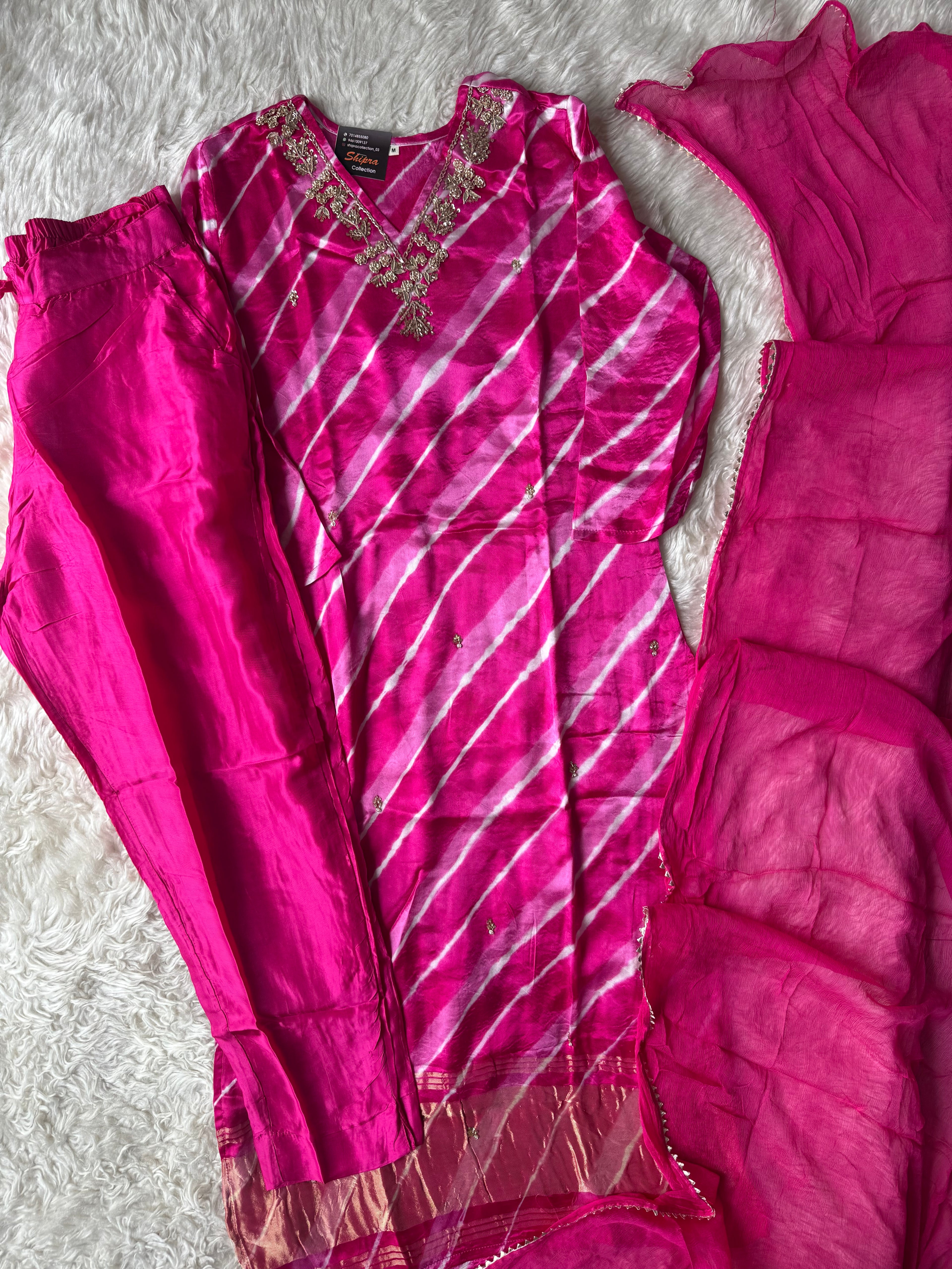Gazi Silk Kurti Pant Dupatta Set
