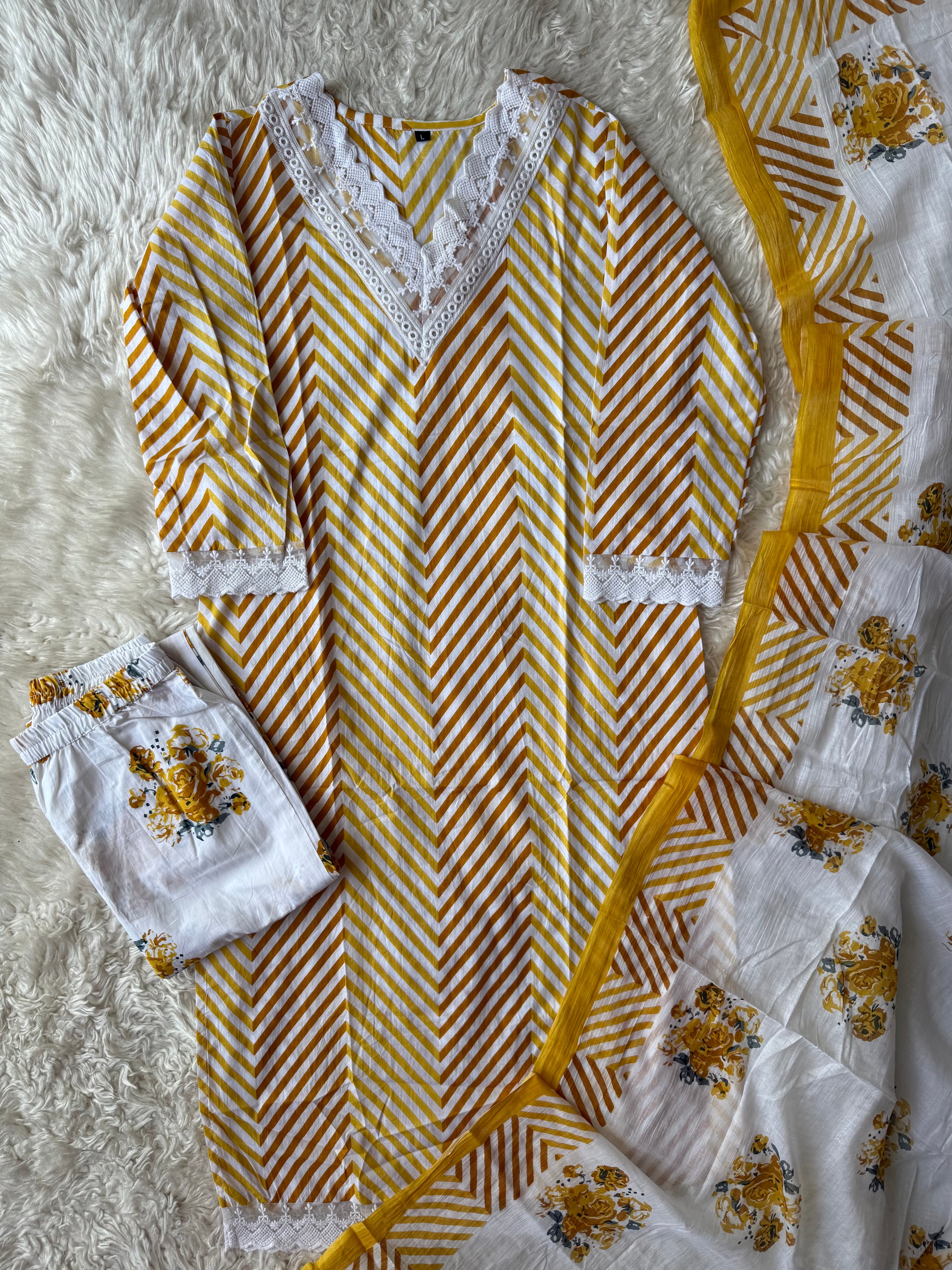 Budget Friendly Kurti Pant Dupatta Set