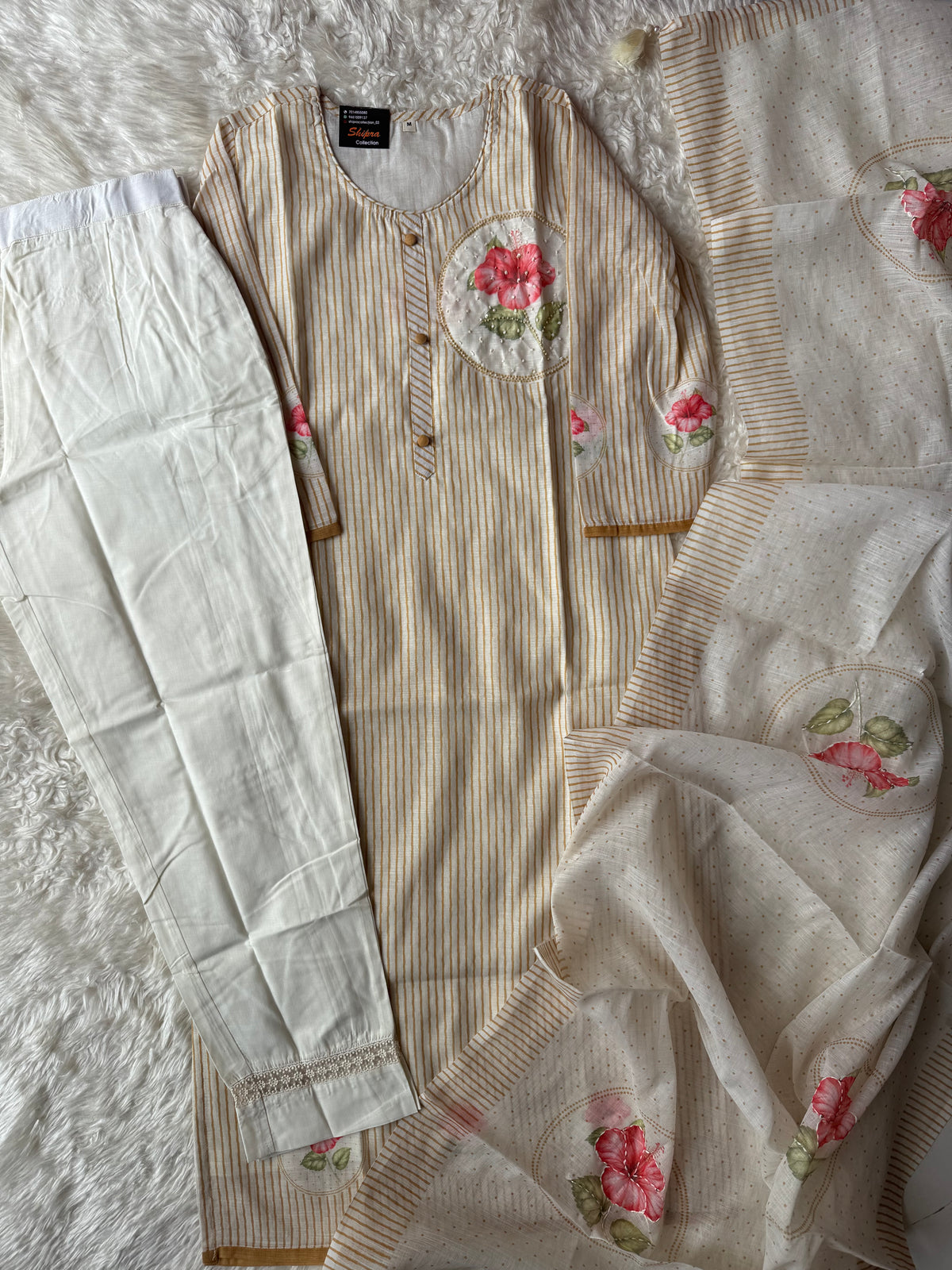 Linen Kurti Pant Dupatta Set