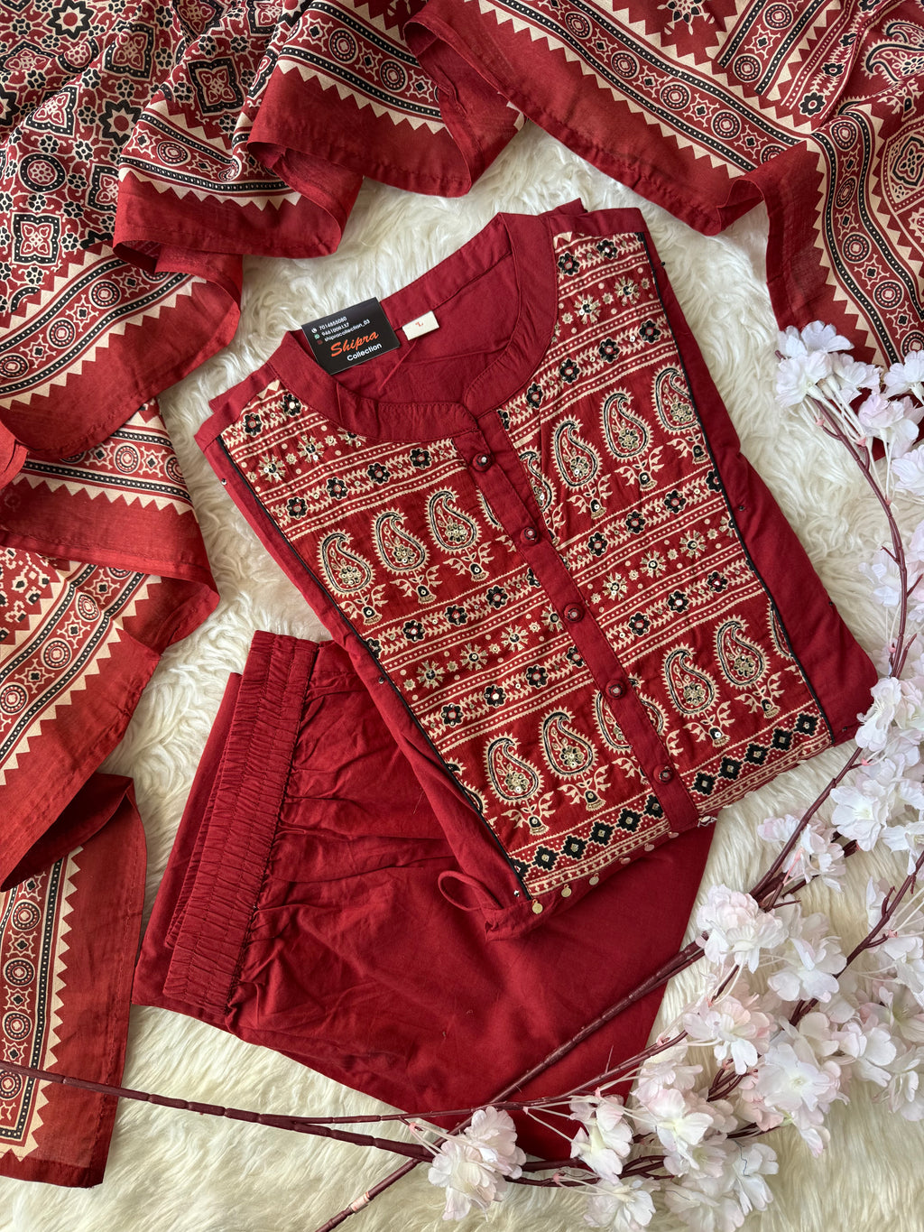 Premium Cotton Kurti Pant Dupatta Set